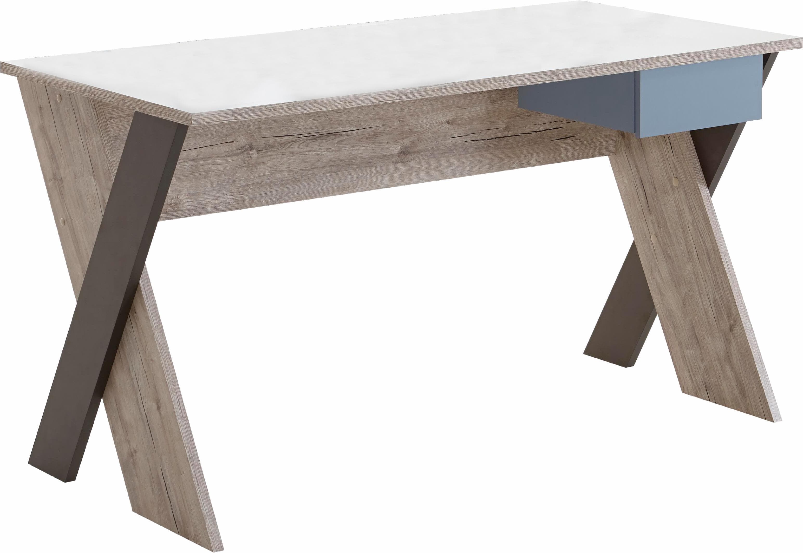 Schreibtisch FMD Nona 6 Sandeichefarben Weiß