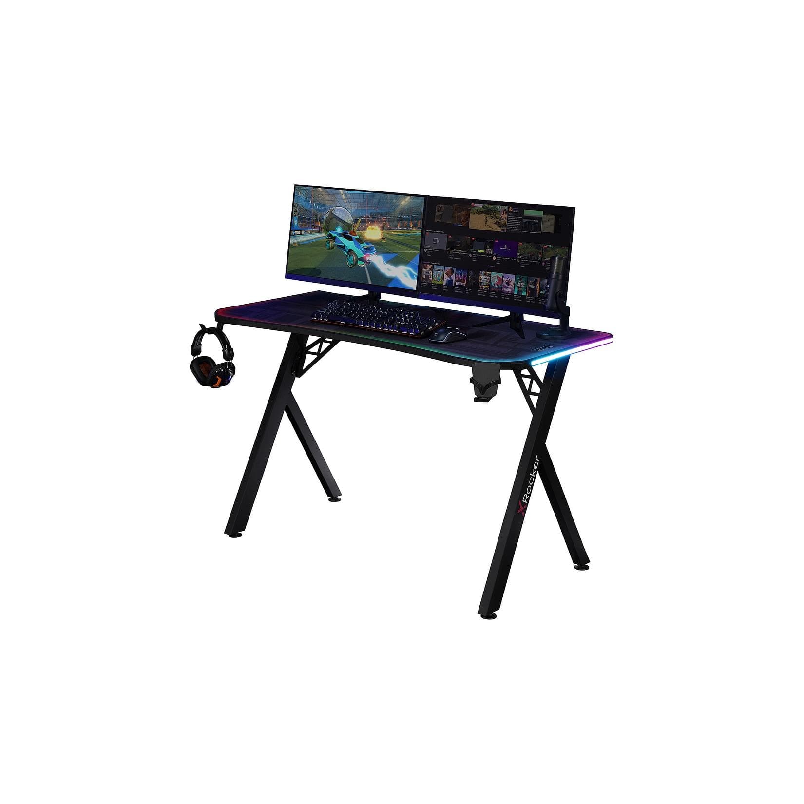 XROCKER Lumio XL RGB Gaming Schreibtisch mit RGB-Beleuchtung & Mousepad