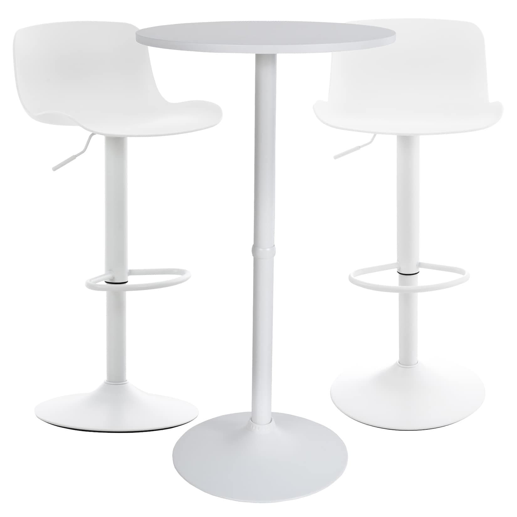 CLP Bartisch-Set Medora I Runder Stehtisch 2x Barhocker Kunststoff-Sitz