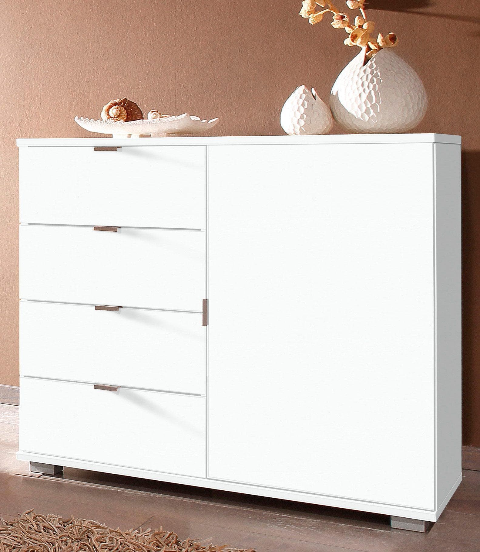 Sideboard PRIESS Weiß Modern 4 Schubkästen