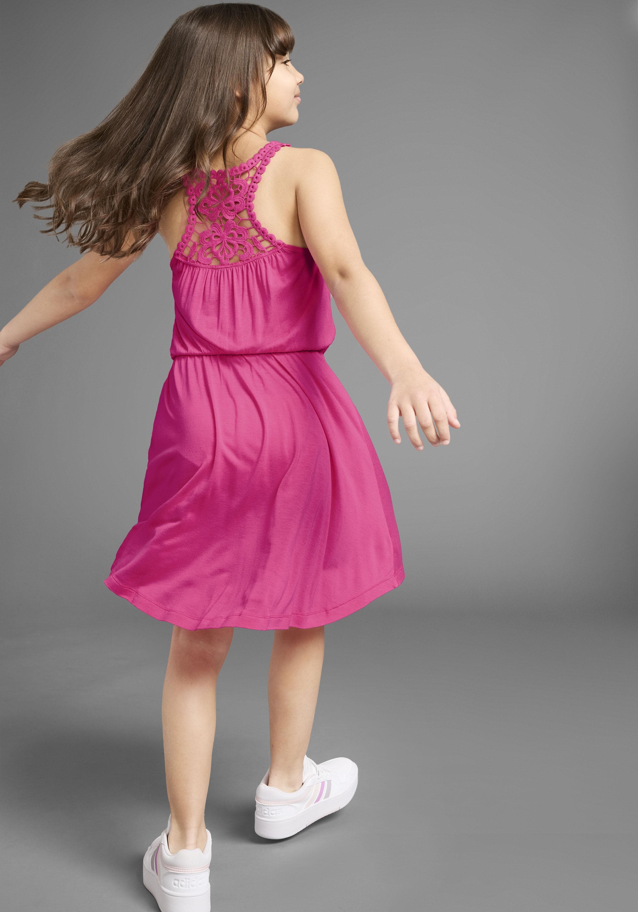 Kidsworld Jerseykleid Mädchen pink mit Spitze