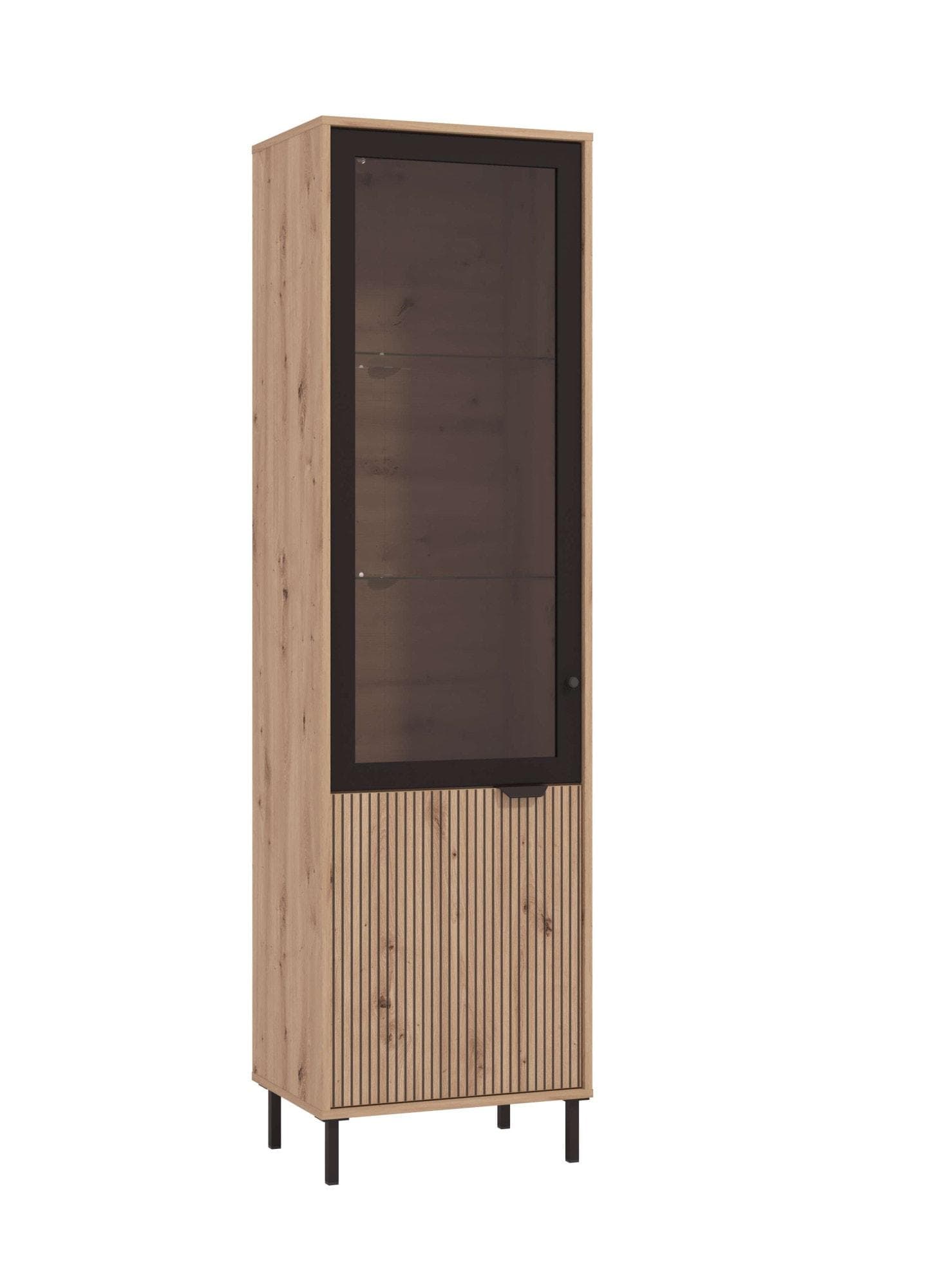 Home Affaire Vitrine Mayenne Eiche Schwarz Glas