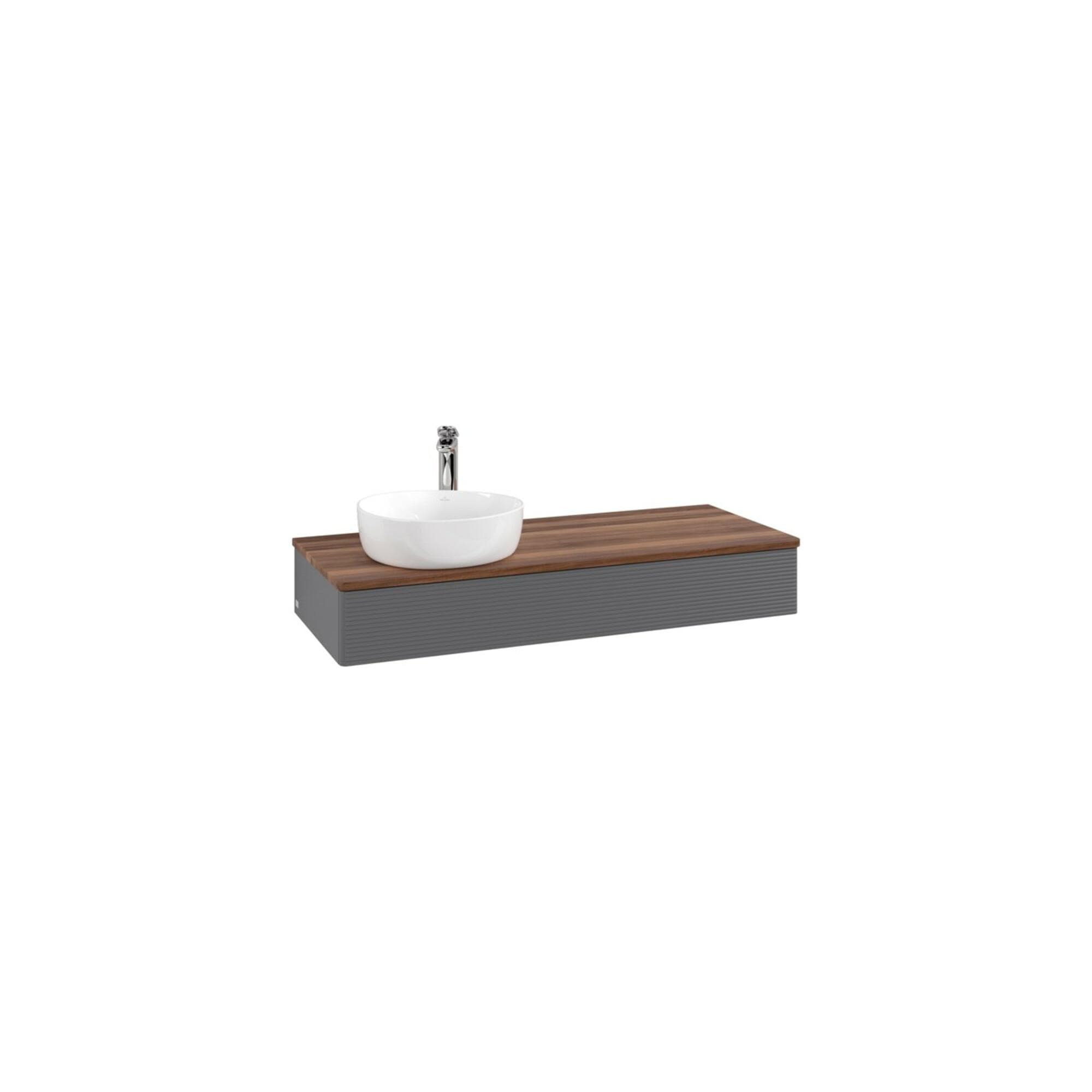Villeroy & Boch Antao Waschtisch-Unterschrank Anthracite Matt Lacquer / Warm Walnut