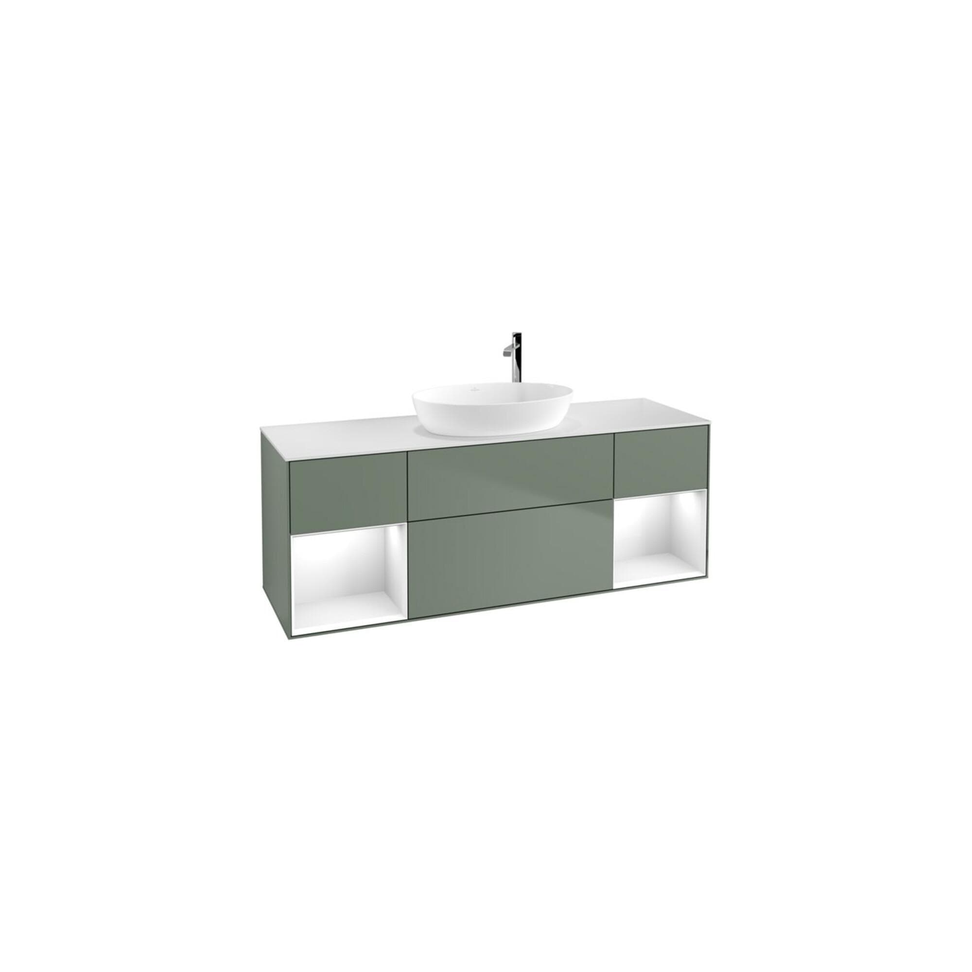 Villeroy und Boch Finion Waschtischunterschrank 160cm Weiß Matt mit LED-Beleuchtung
