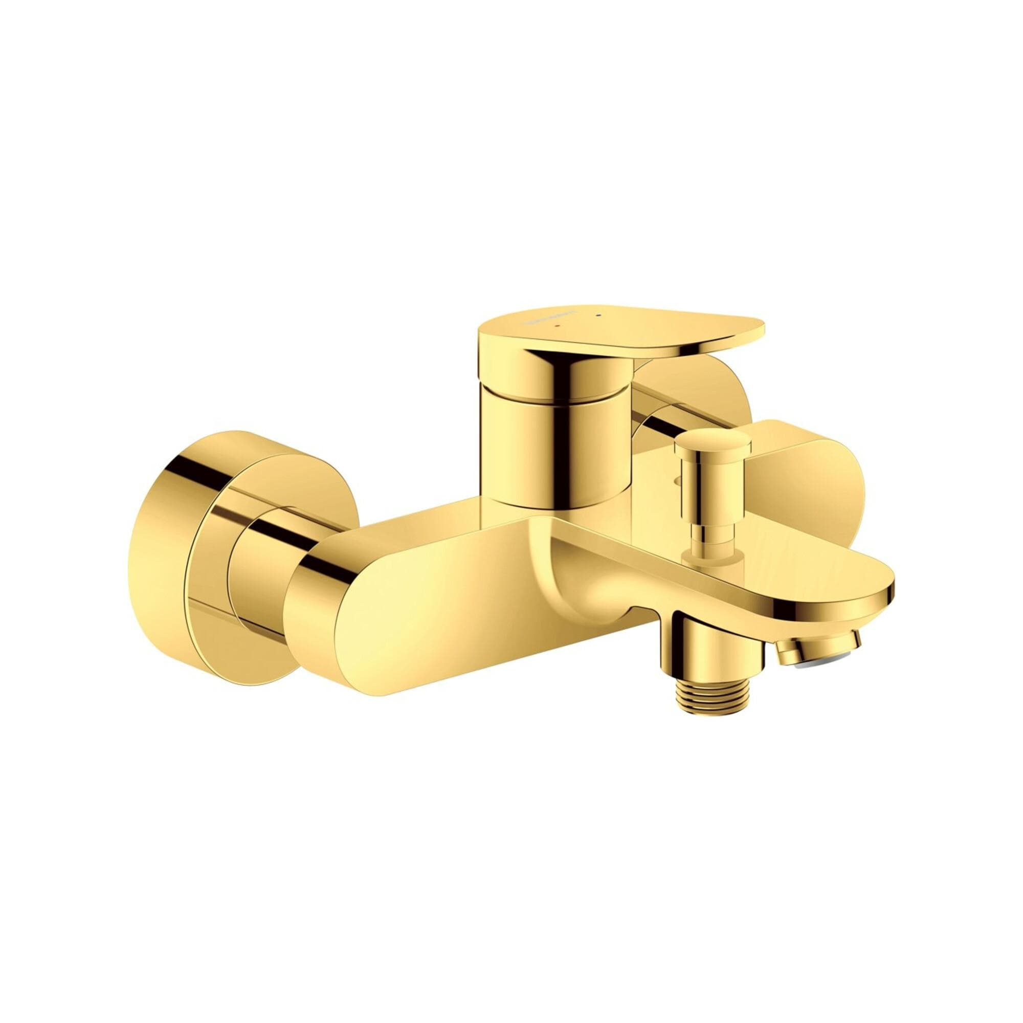 Moderne Wannenarmatur aus Keramik und Metall in Gold