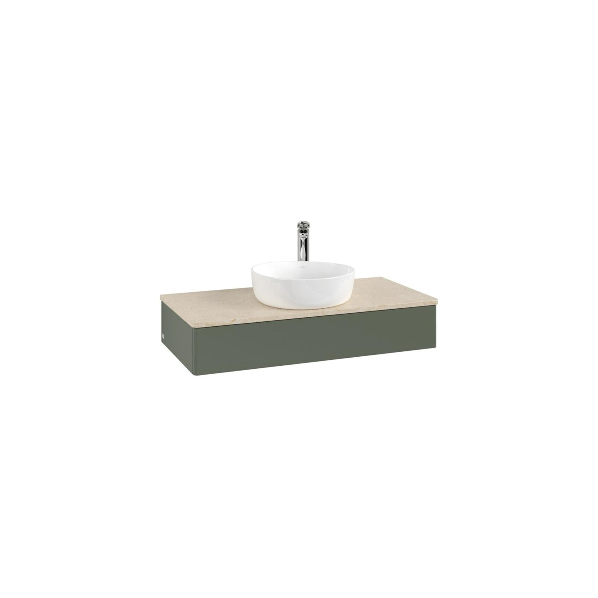 Villeroy und Boch Antao Waschtisch-Unterschrank mit Beleuchtung, 1 Auszug, Leaf Green Matt Lacquer