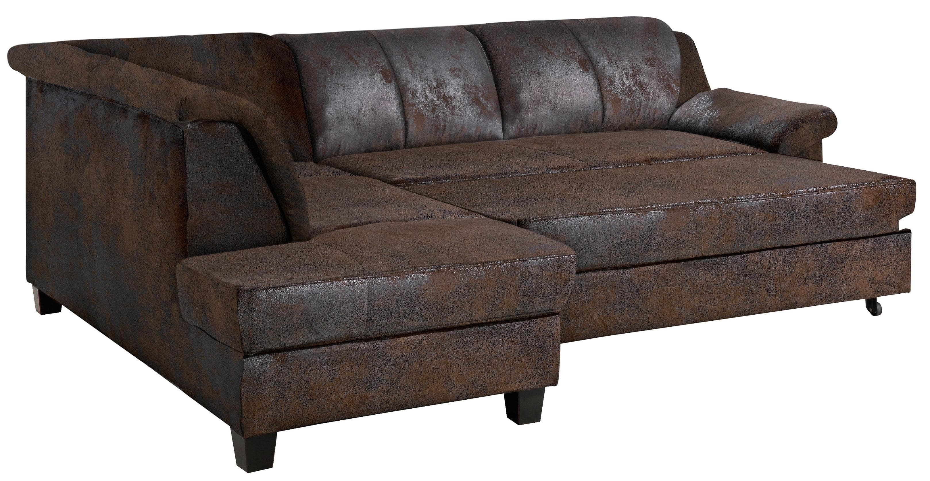HOME AFFAIRE Yesterday Ecksofa L-Form Braun mit Bettfunktion