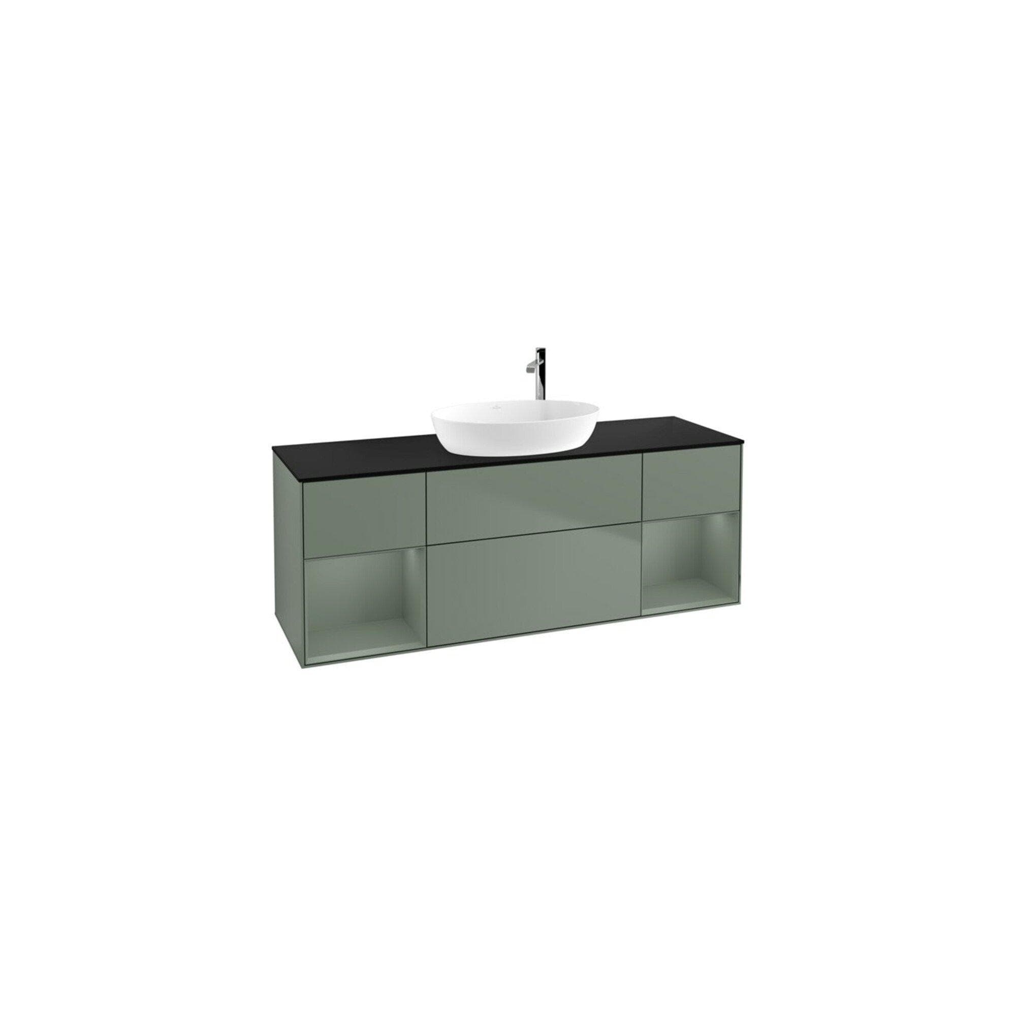 Villeroy und Boch Finion Waschtischunterschrank 160cm Schwarz Matt Olive Matt Lackiert