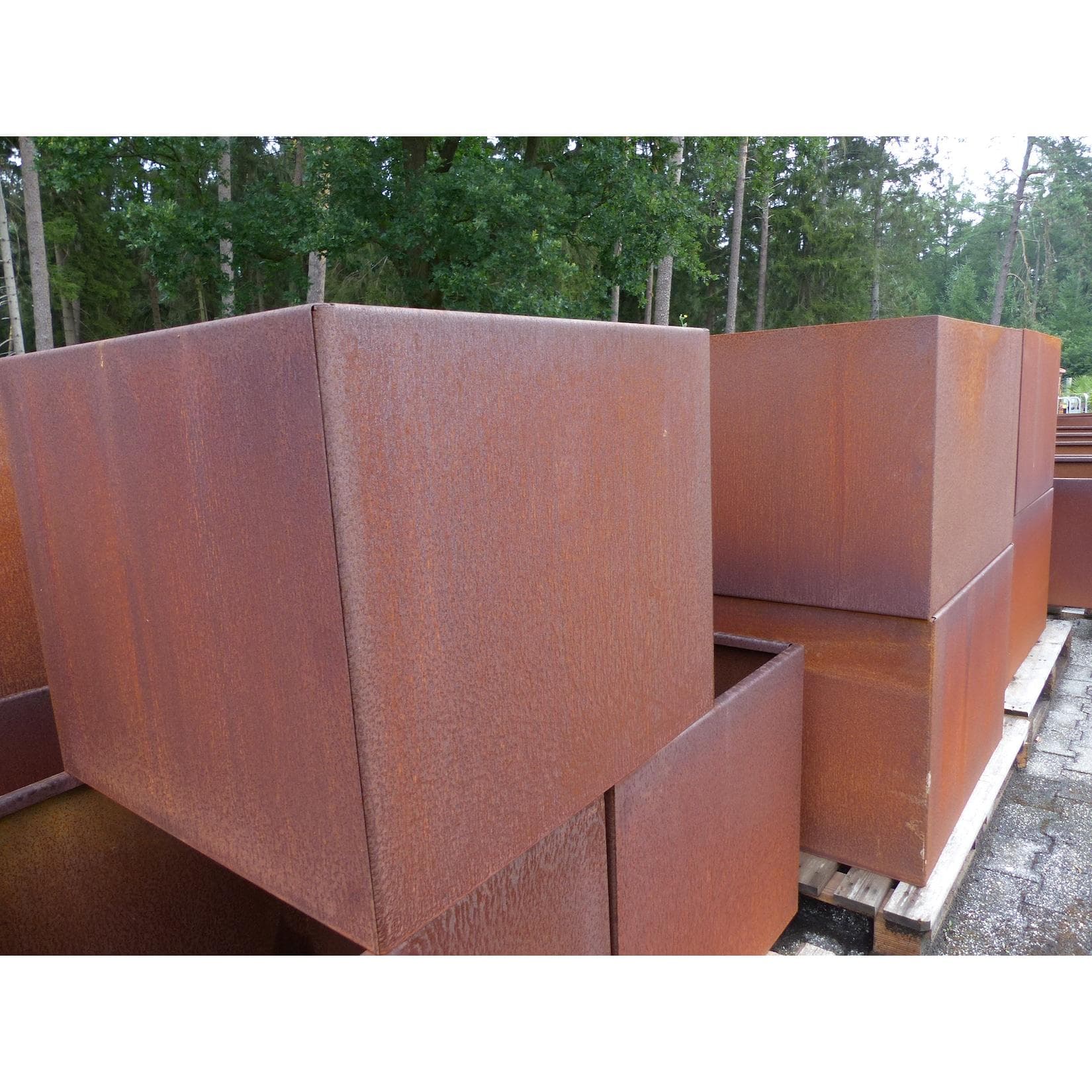 Cortenstahl Pflanzring quadratisch 70x70x50 Rostkübel