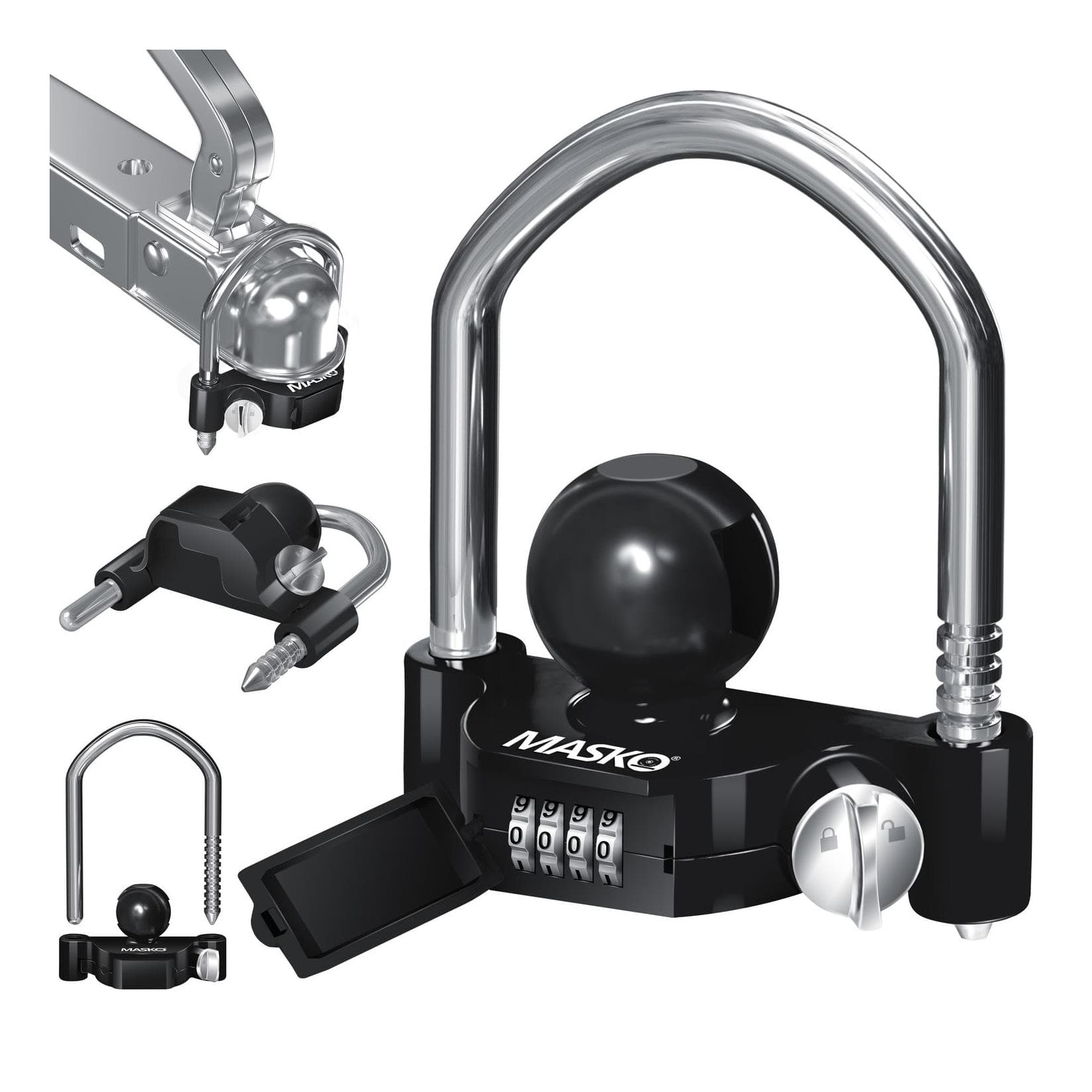 MASKO Anhängerschloss Zahlenschloss 4-stellig - Stahl