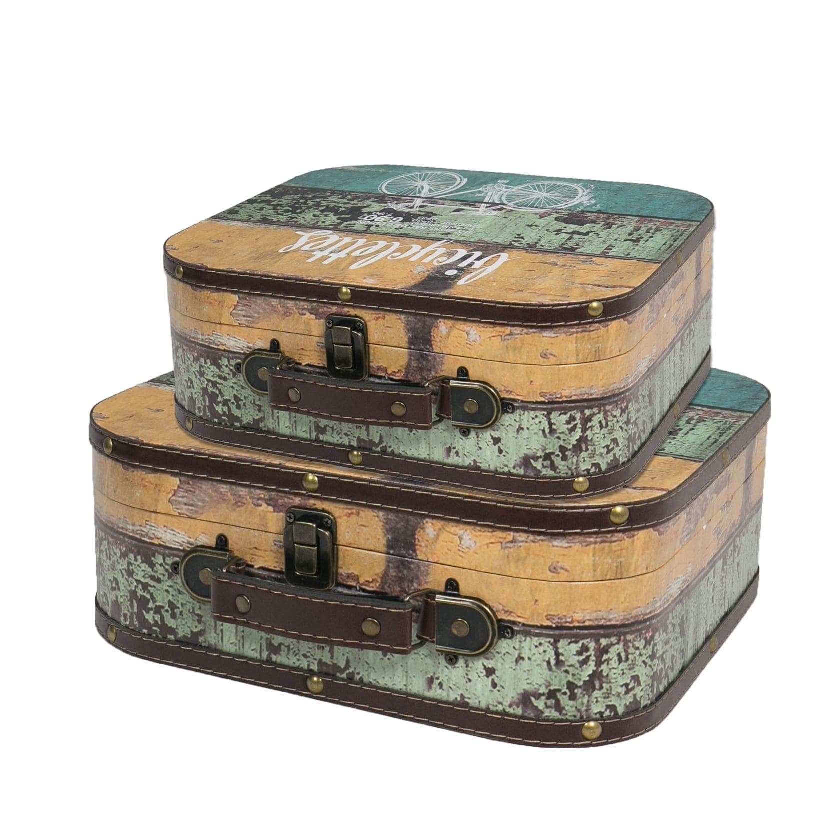 HMF Vintage Holzkoffer 2er Set Retro Design