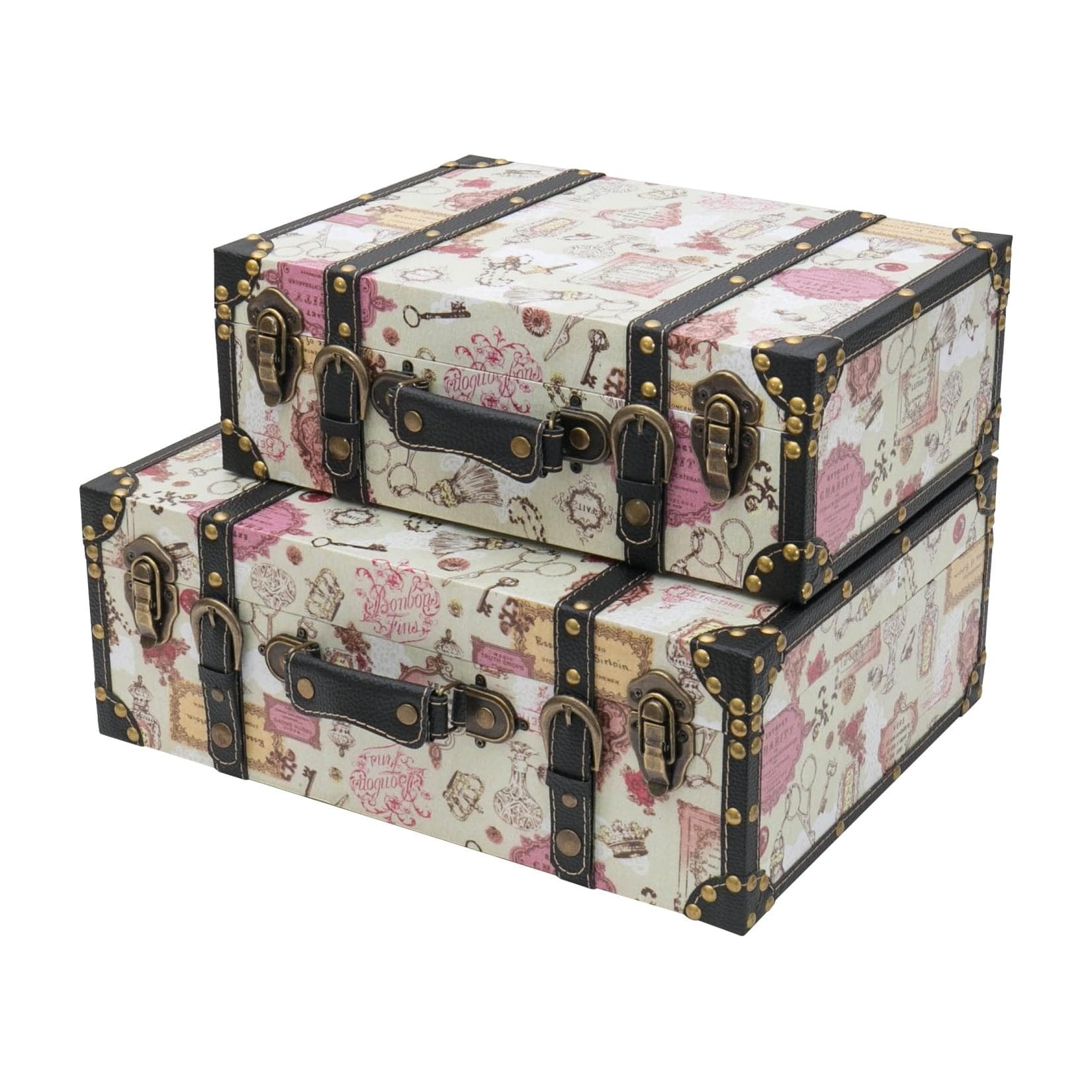 HMF Vintage Holzkoffer 2er Set Barock Design Deko Aufbewahrung