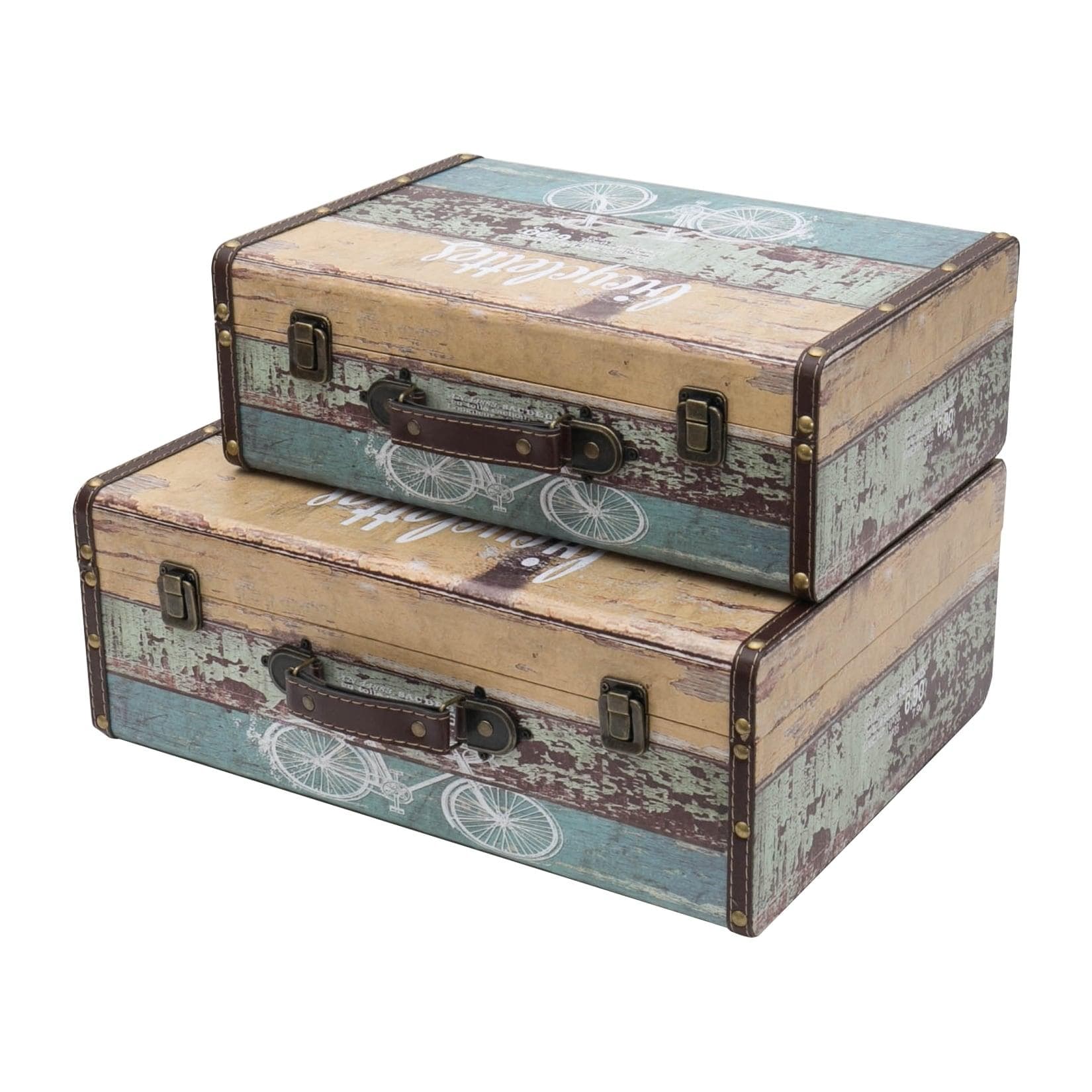 HMF Vintage Holzkoffer Set - Retro Fahrrad Design