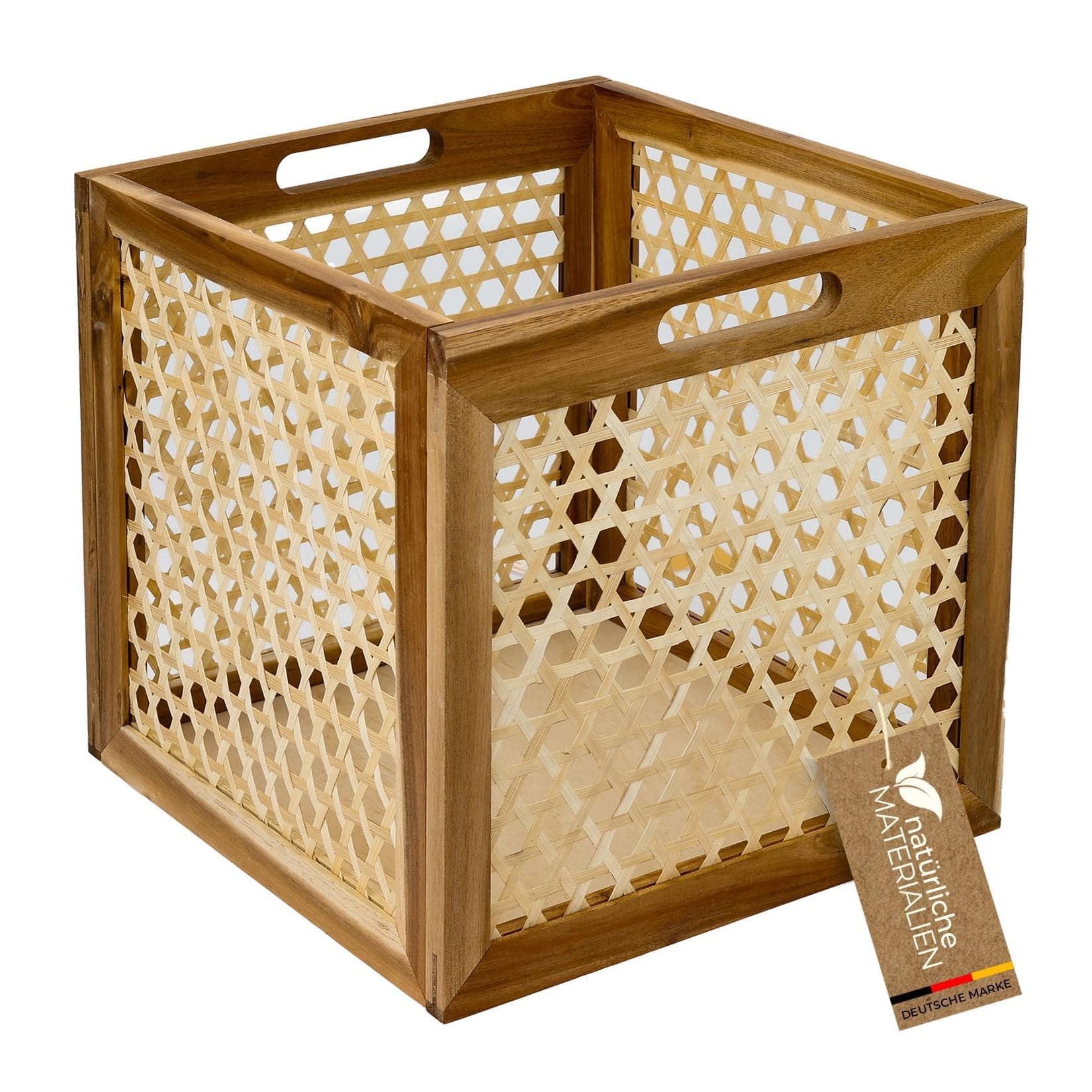 HMF Regalkorb Rattan Wiener Geflecht Akazienholz