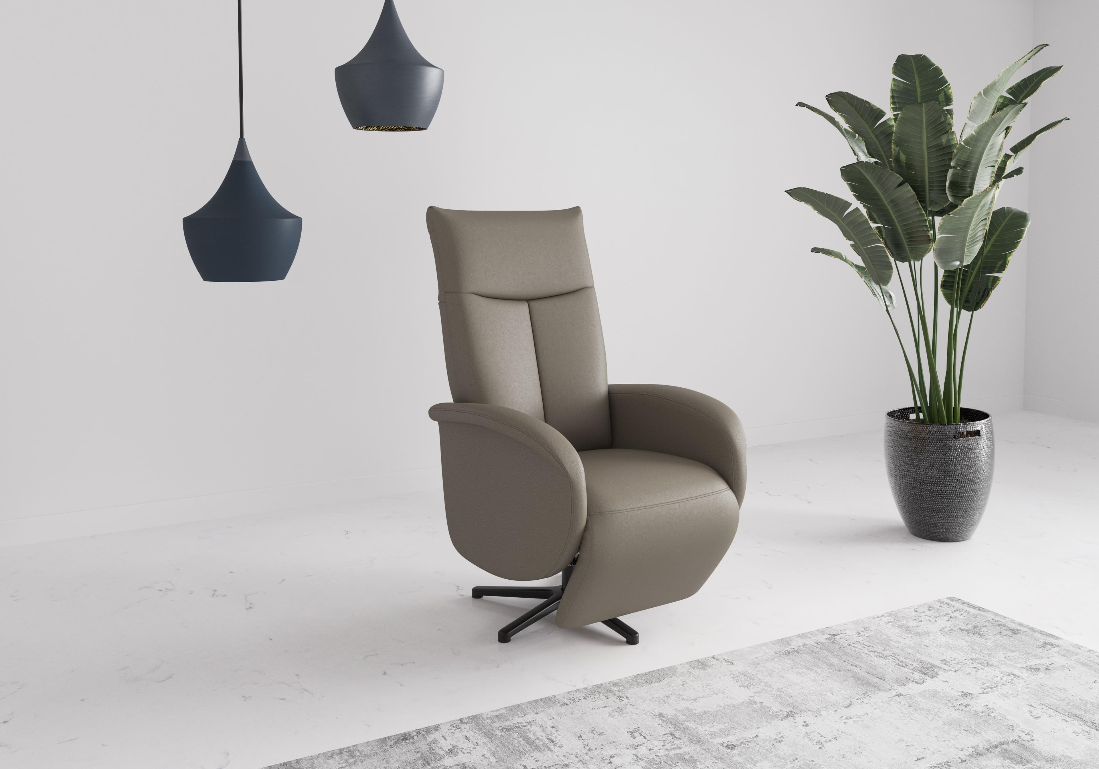 TV-Sessel Juma inkl. Drehfunktion & Kopfteilverstellung, delphine, Leder, Sit & More