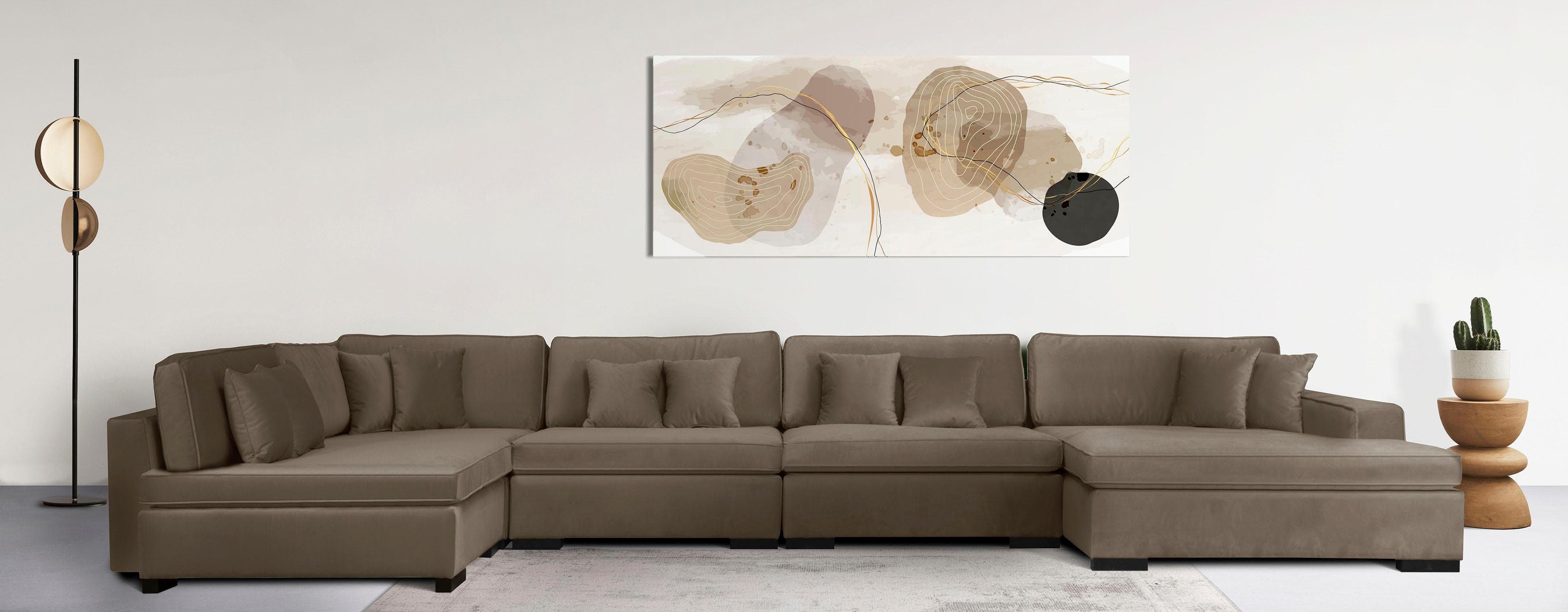HOME AFFAIRE Skara XXL U-Form Wohnlandschaft Grau Samtoptik