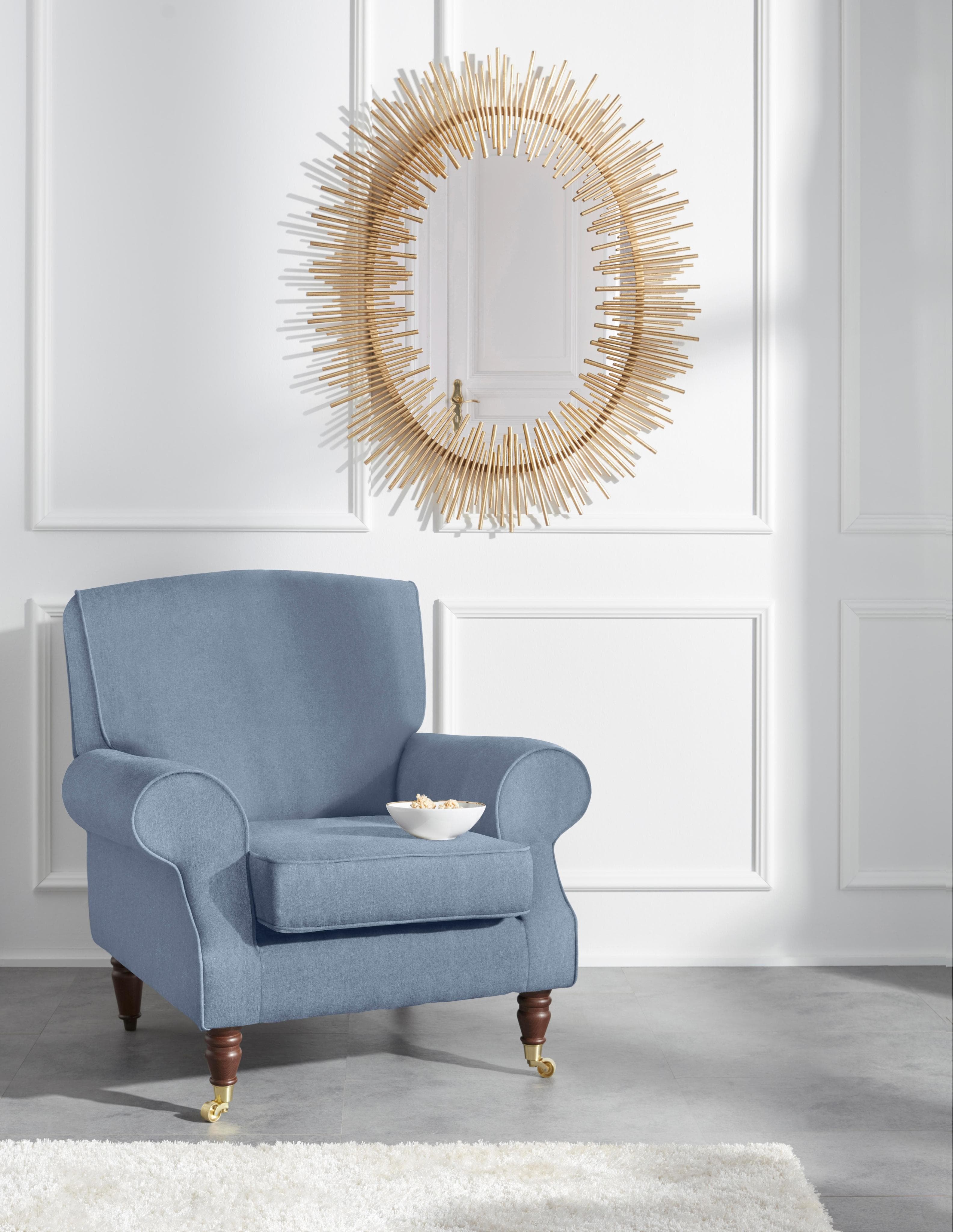 HOME AFFAIRE Sessel Rennes Blau Samtoptik