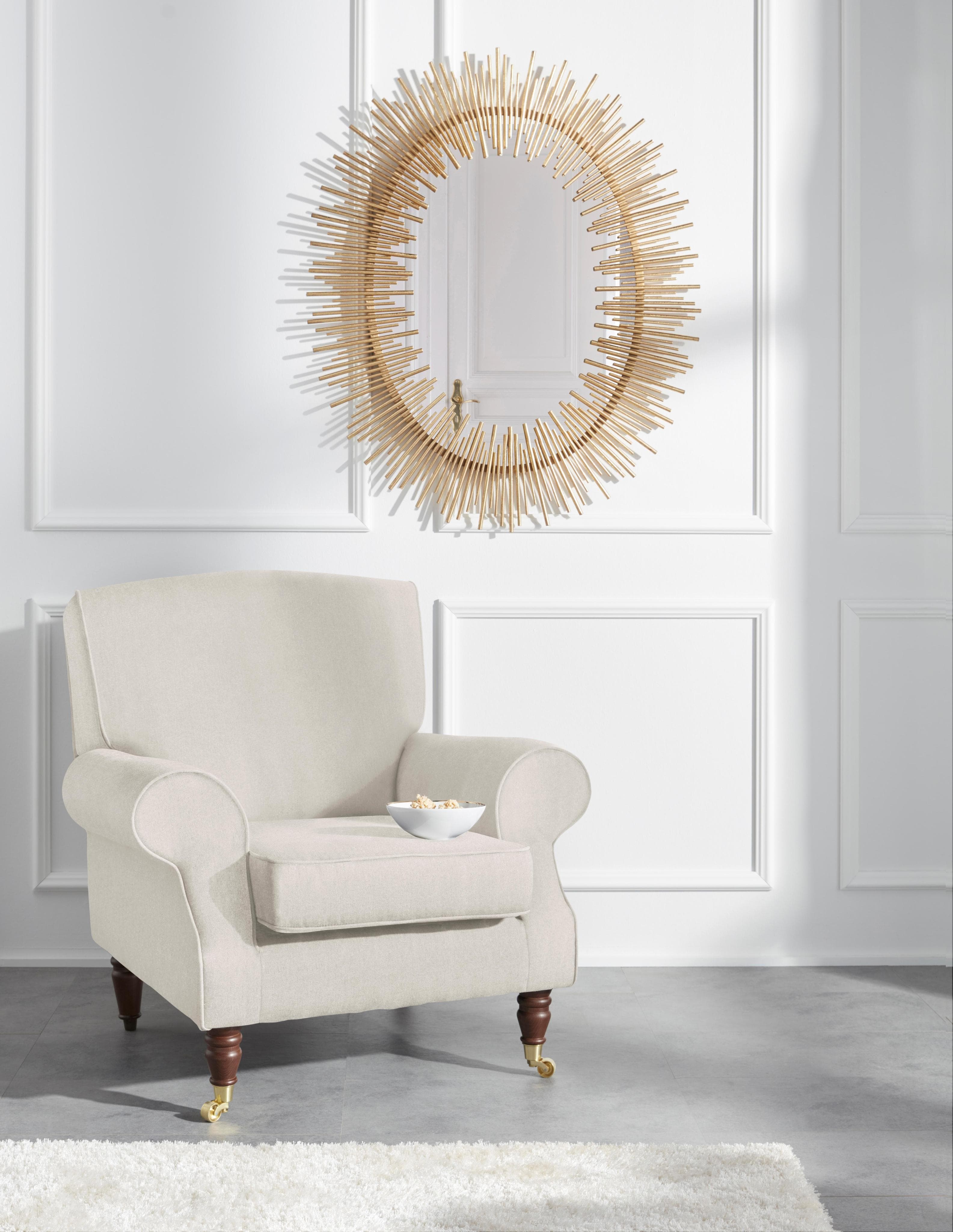 HOME AFFAIRE Sessel Rennes Beige Samtoptik