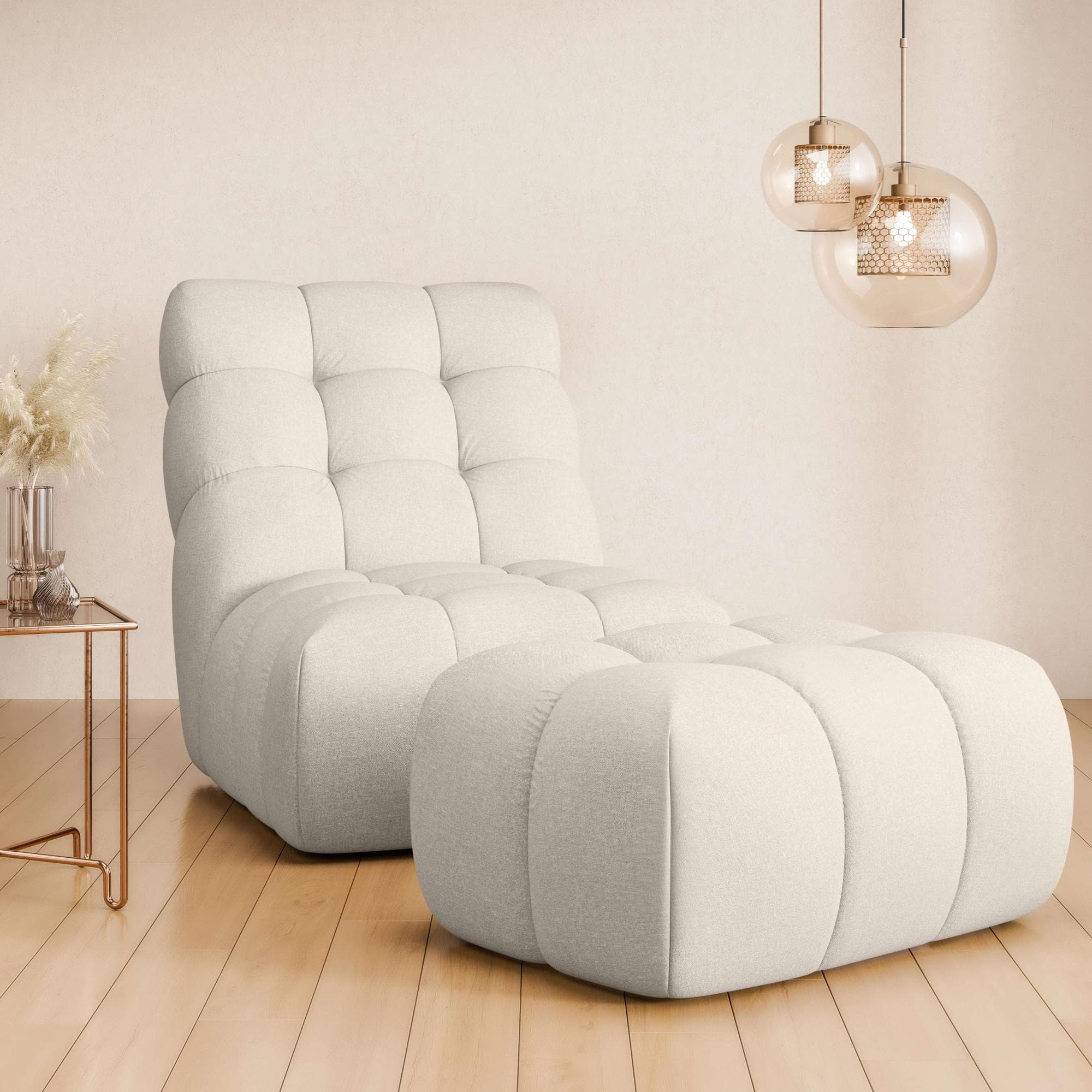 Home Affaire AURELIAN XXL-Sessel mit Hocker Set Creme Velours