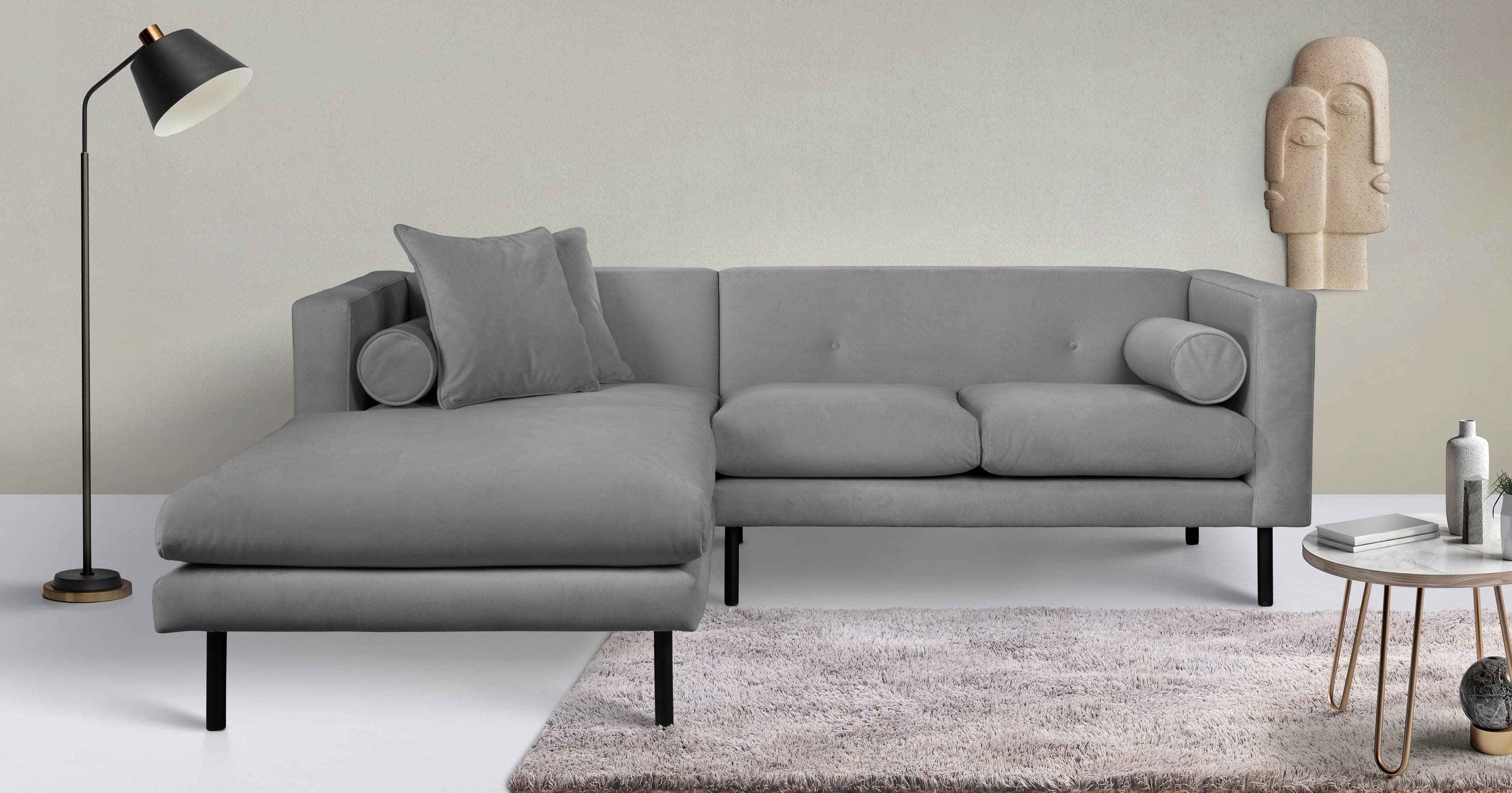 Home Affaire Ecksofa Lillibeth Grau L-Form Samtoptik