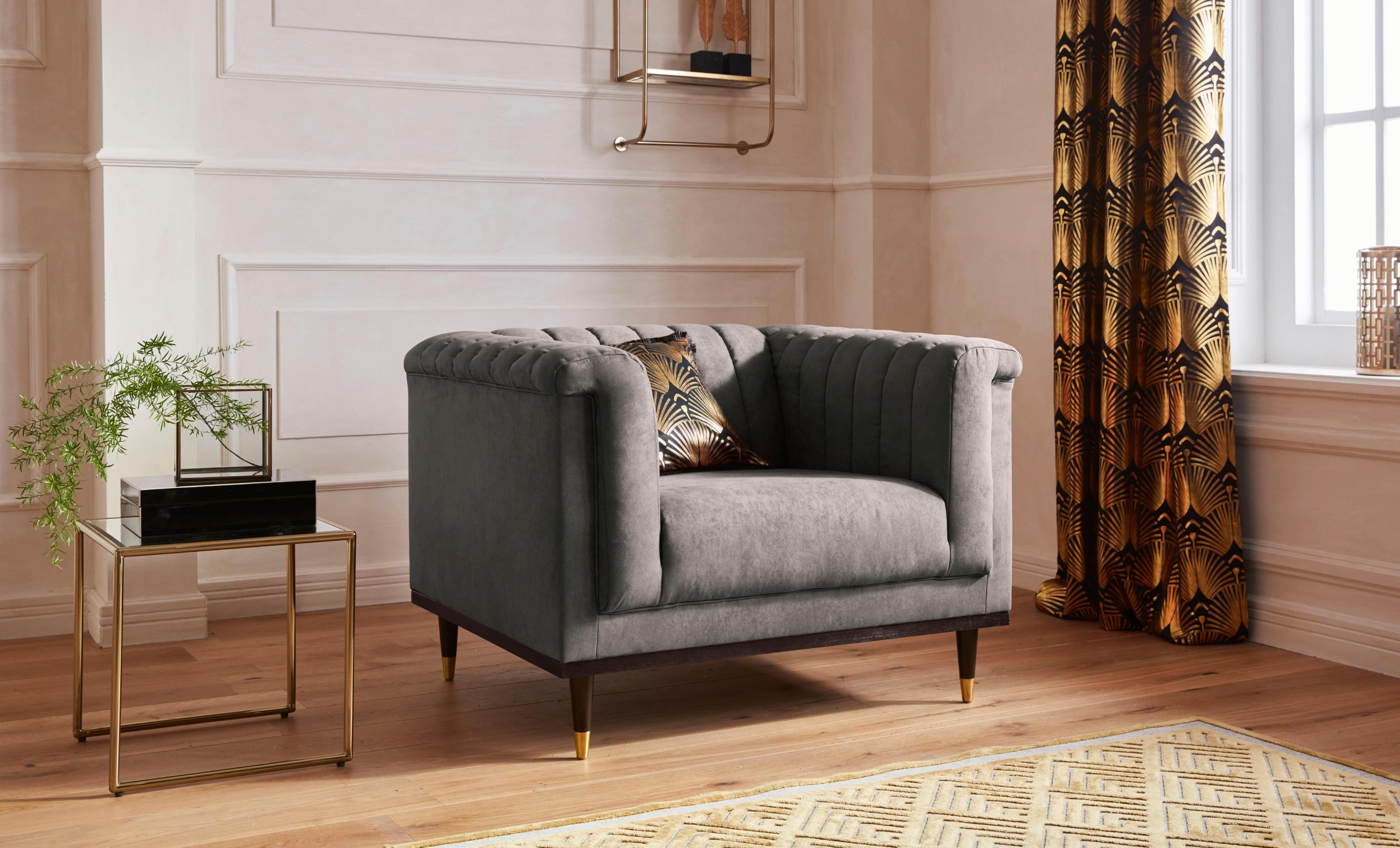 HOME AFFAIRE Sessel Chamby Anthrazit Microfaser Lederoptik