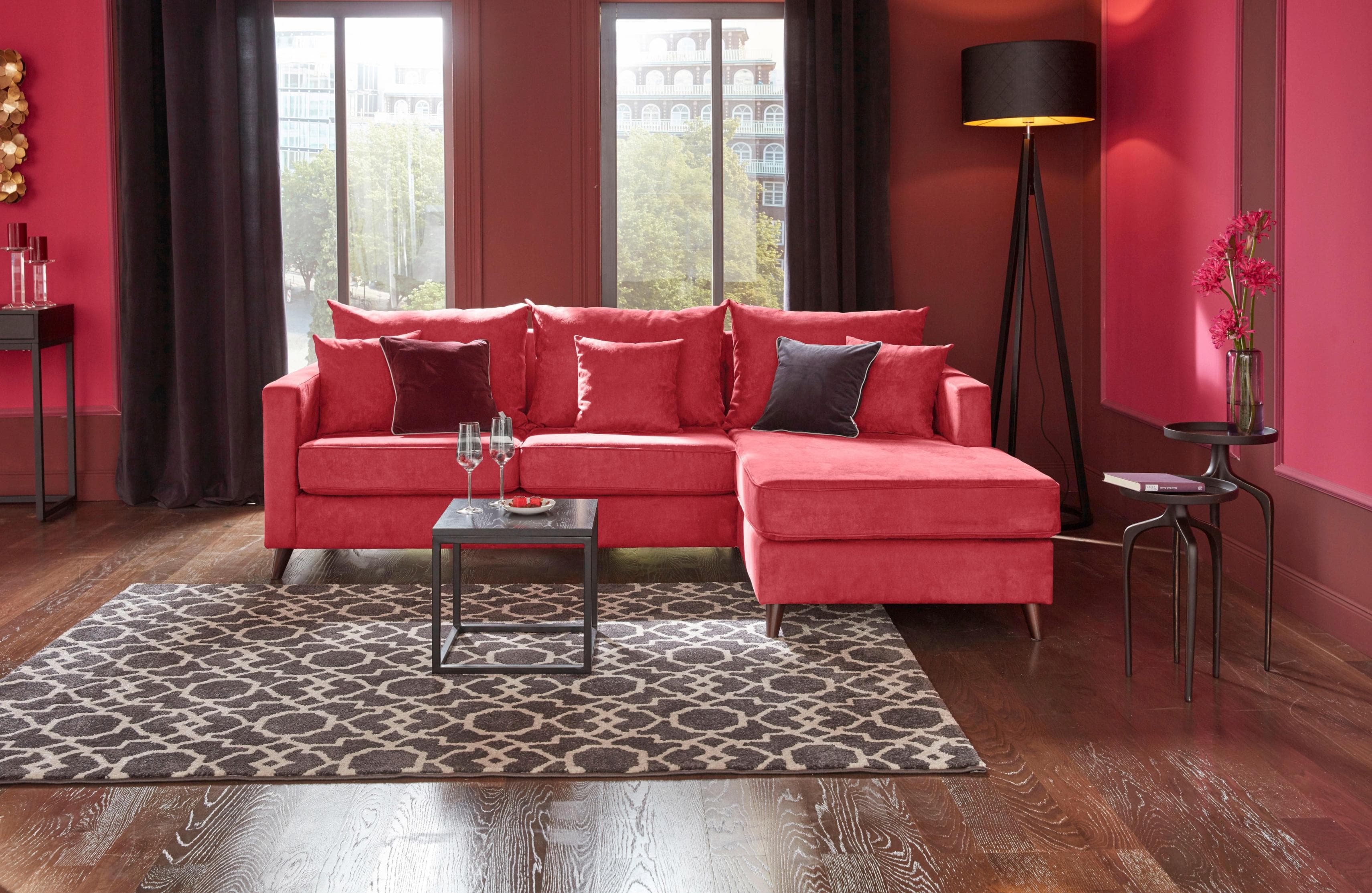 HOME AFFAIRE Ecksofa Renesse L-Form Rot mit Recamiere