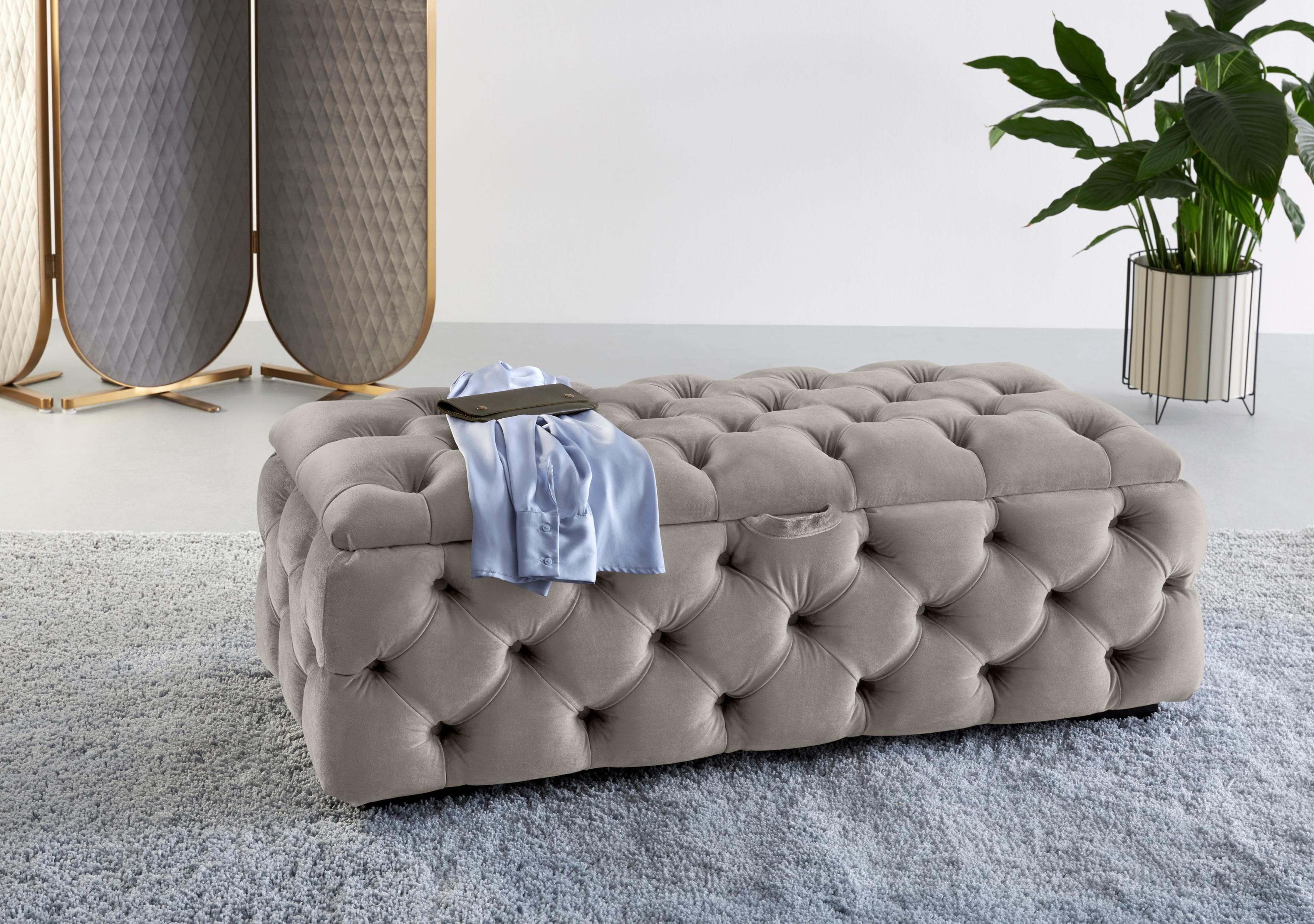 HOME AFFAIRE Polsterhocker KALINA Beige mit Stauraum