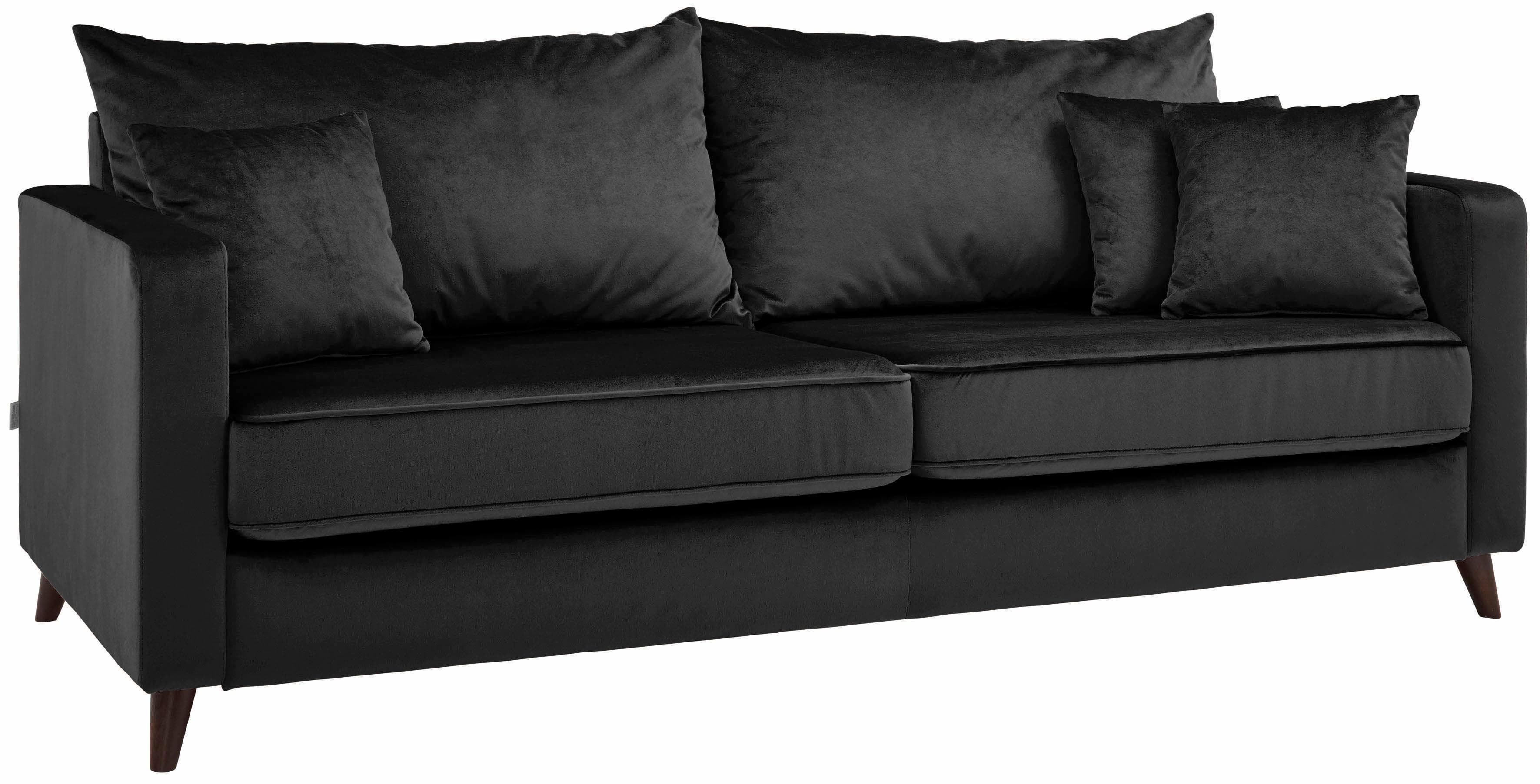 HOME AFFAIRE Renesse 3-Sitzer Sofa Schwarz Samtvelours