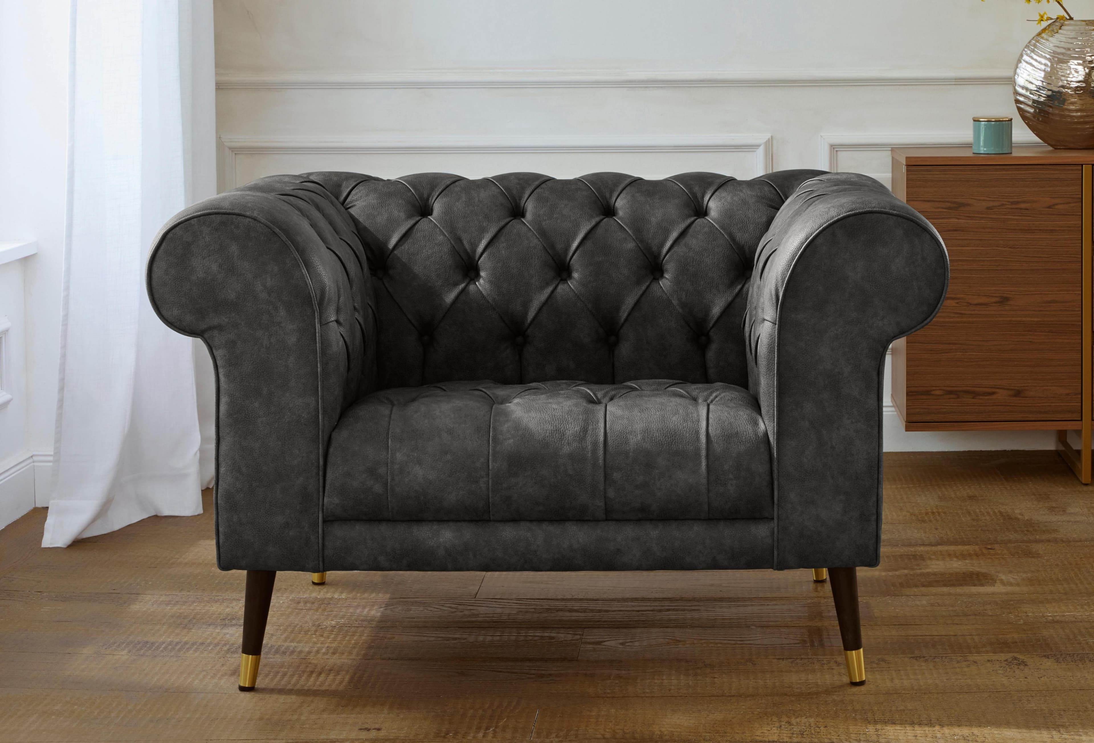 Elegantes Chesterfield-Loveseat aus Leder