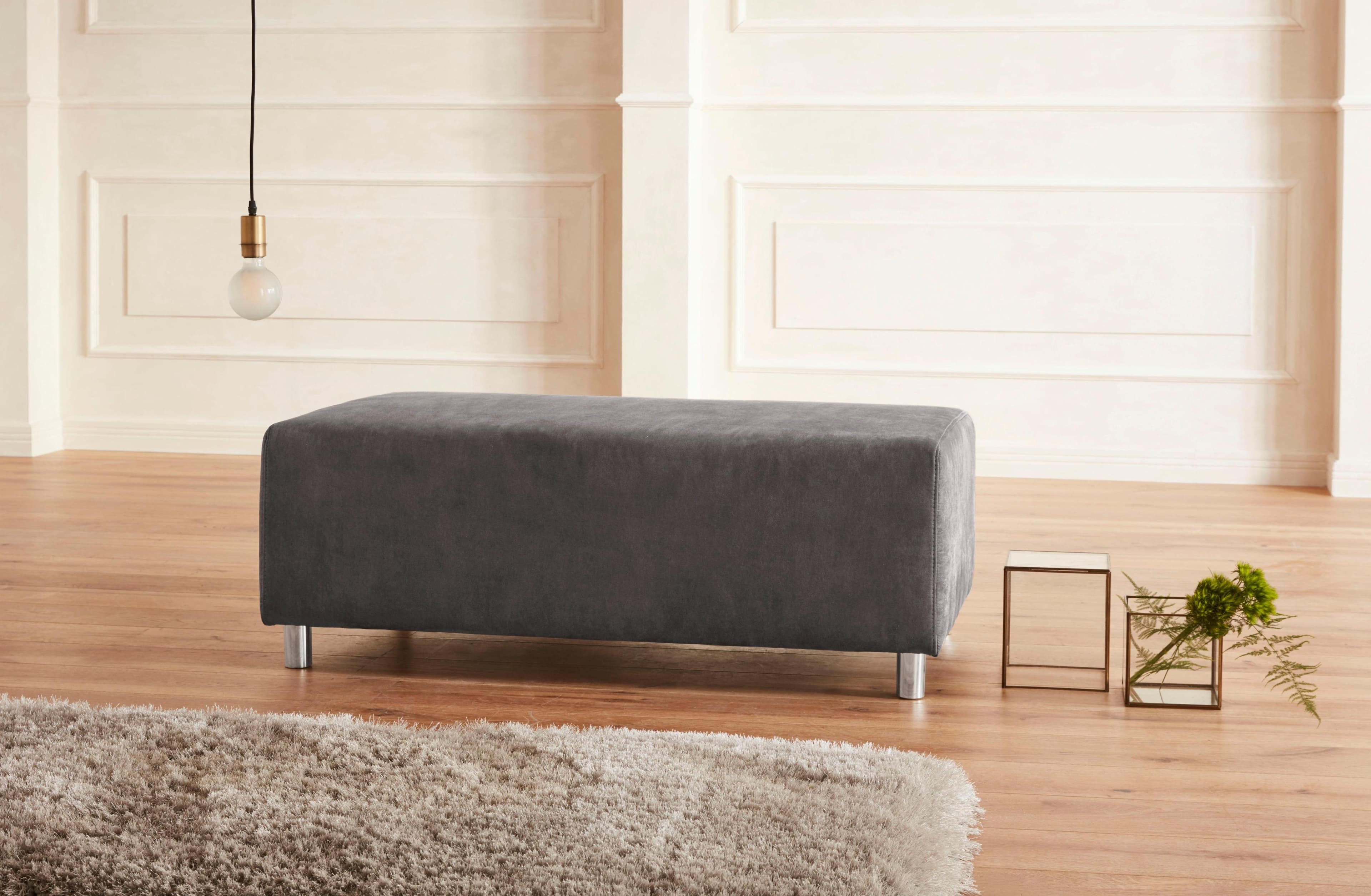 HOME AFFAIRE Polsterhocker Györ Anthrazit Luxus-Microfaser