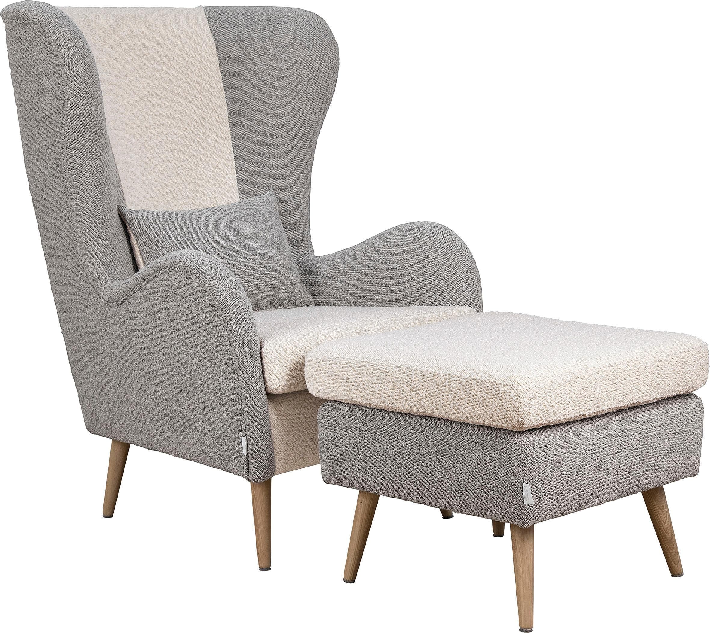 HOME AFFAIRE Sessel Salla Ohrensessel mit Hocker Creme Taupe