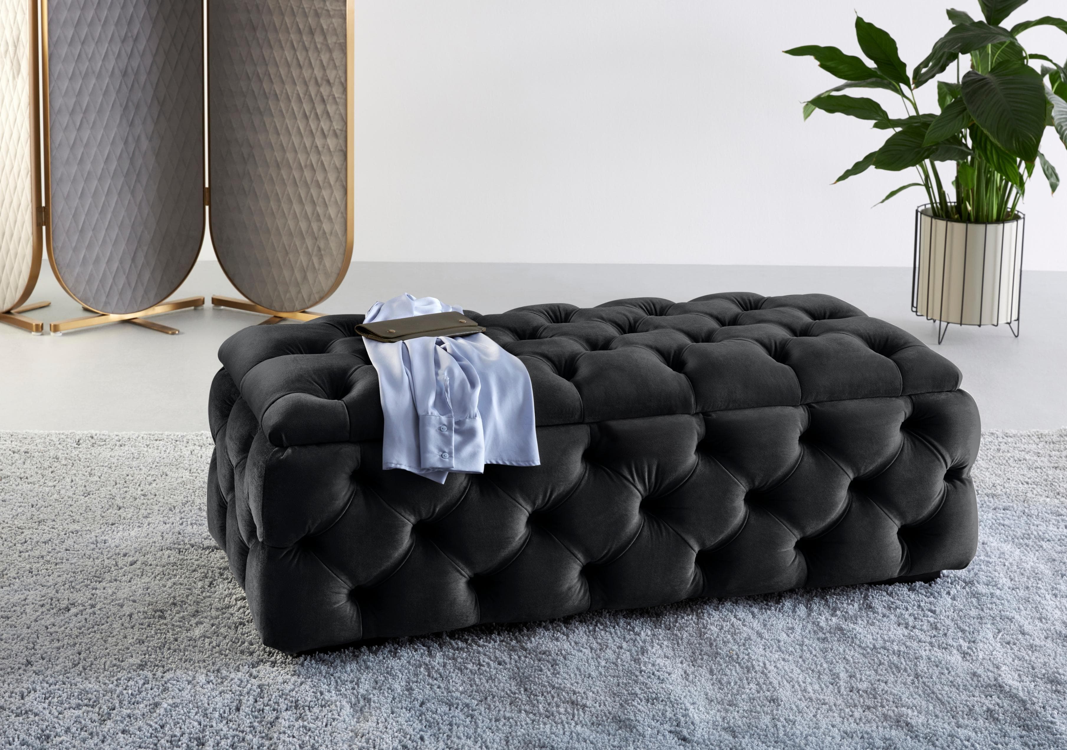 Home Affaire Polsterhocker Kalina Schwarz mit Stauraum
