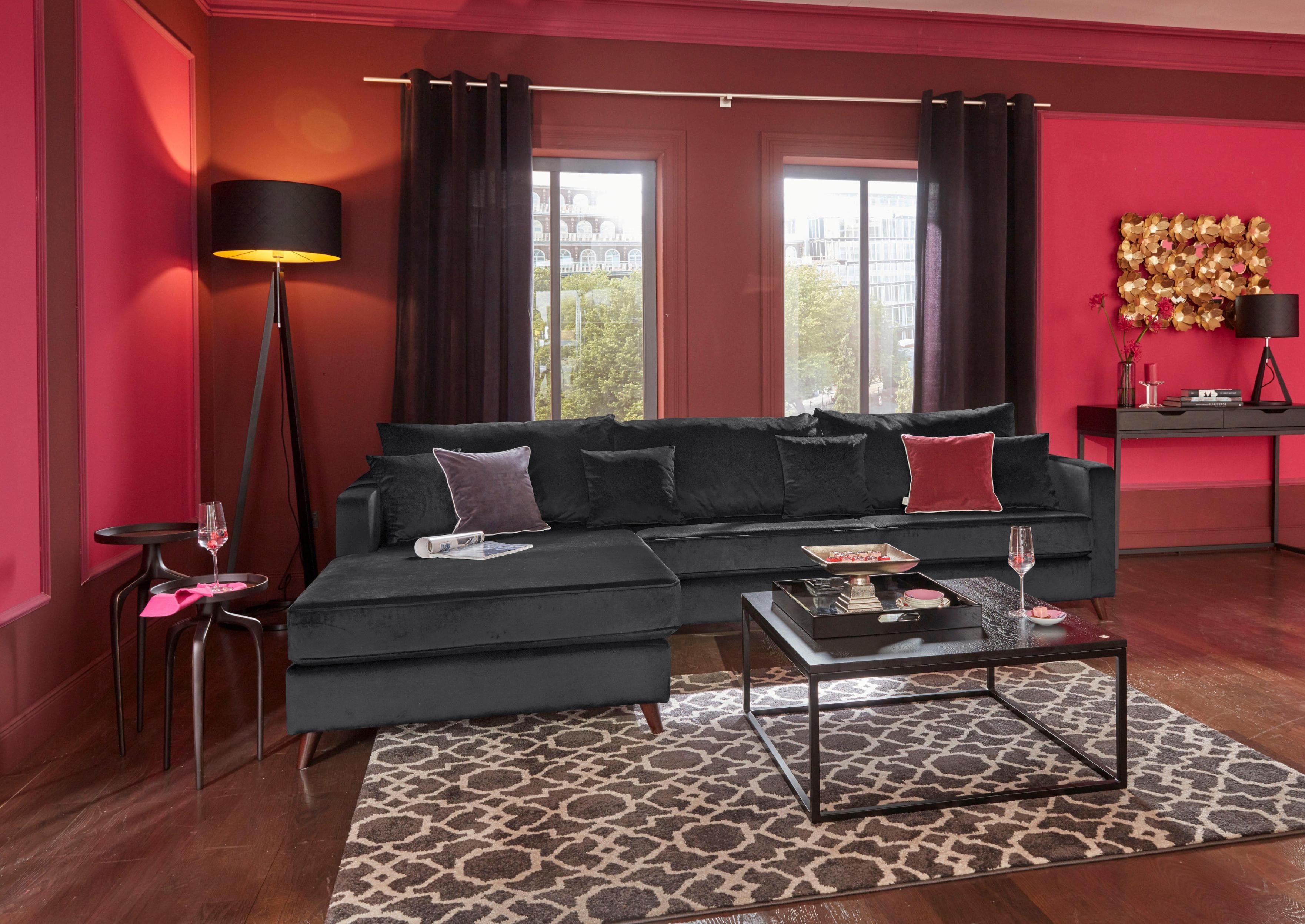 HOME AFFAIRE Ecksofa Renesse L-Form Schwarz