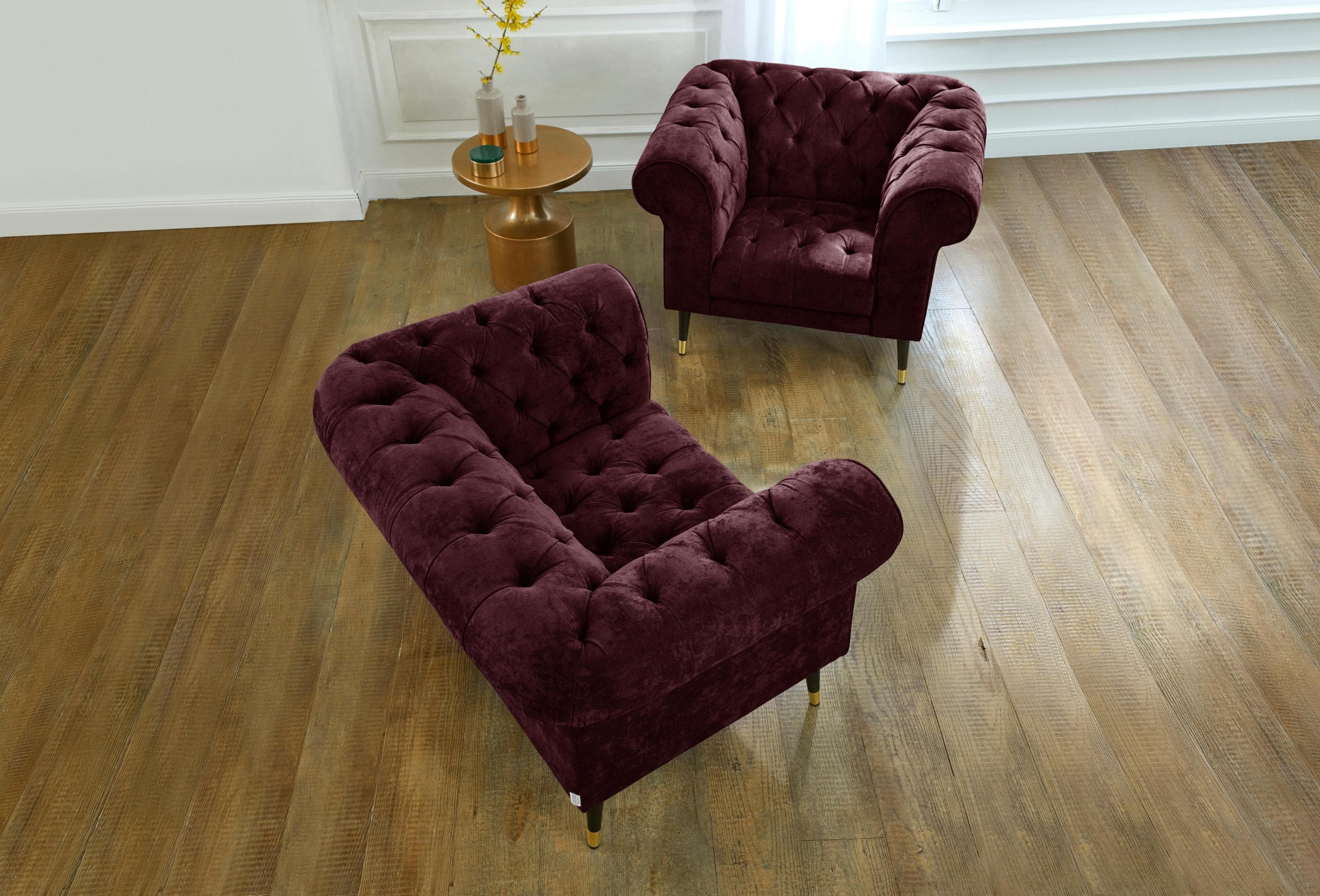 Home Affaire Tinnum Loveseat Chesterfield Sessel Rot Microfaser Vintage