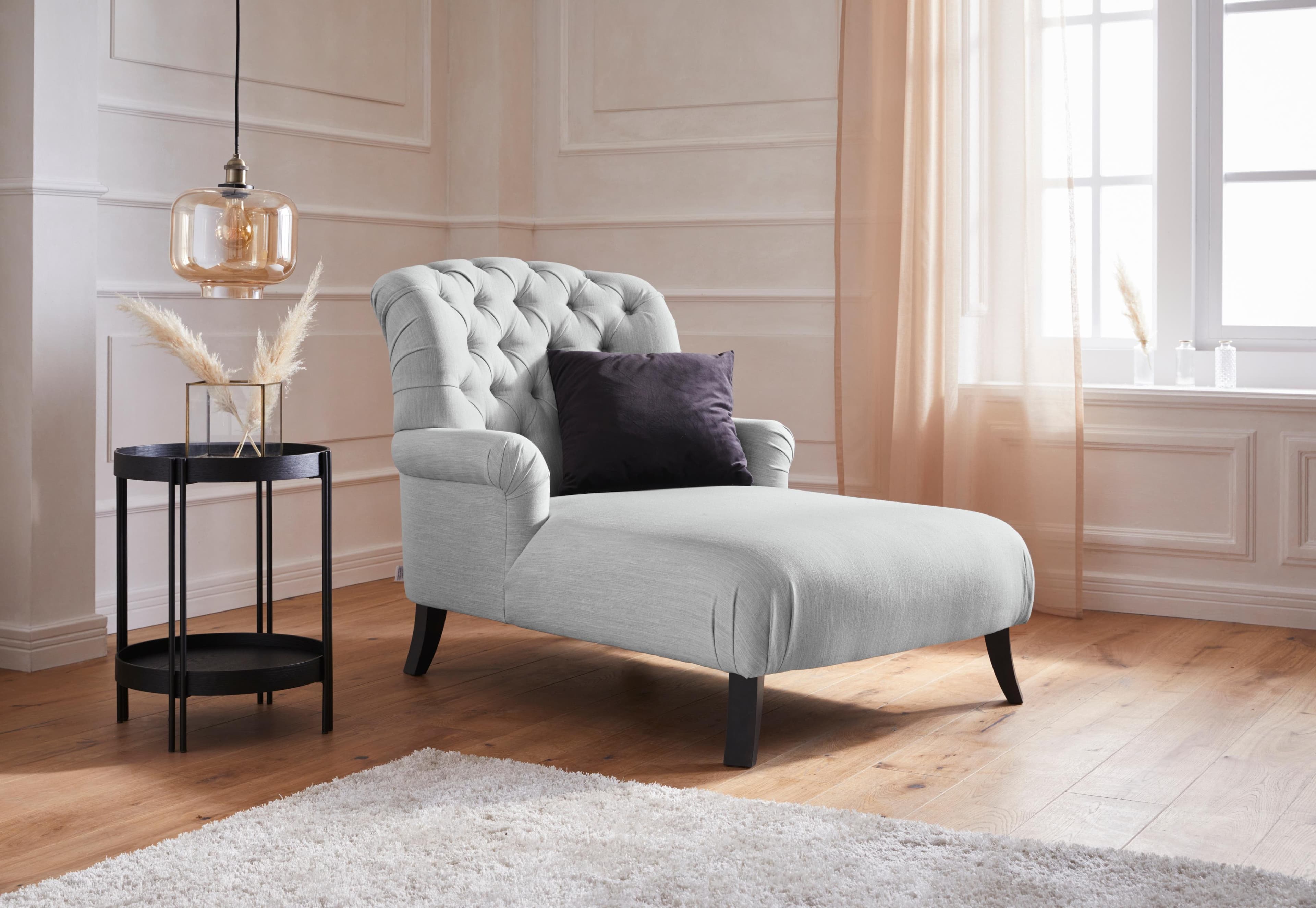 HOME AFFAIRE Amiens Loungesessel Hellgrau mit Knopfheftung