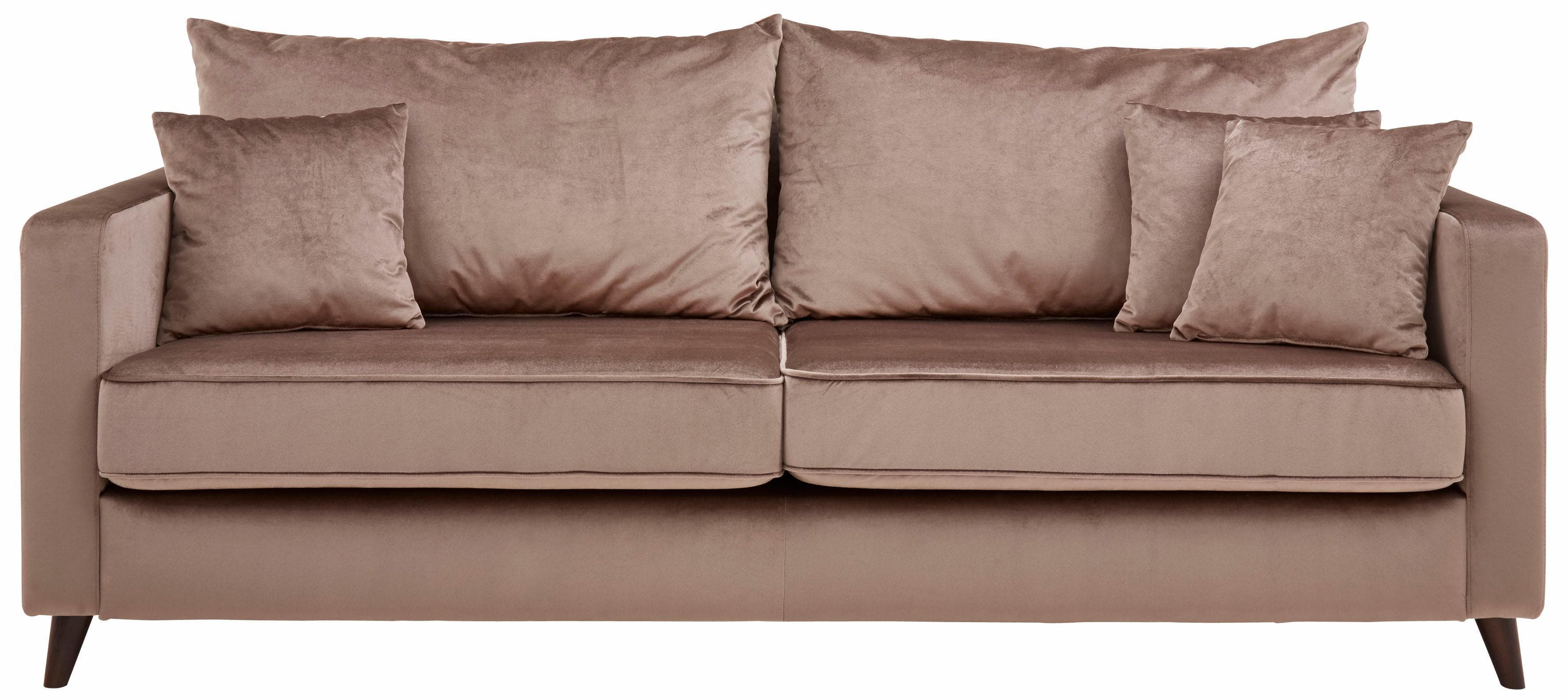 HOME AFFAIRE Renesse 3-Sitzer Sofa Taupe Samtvelours
