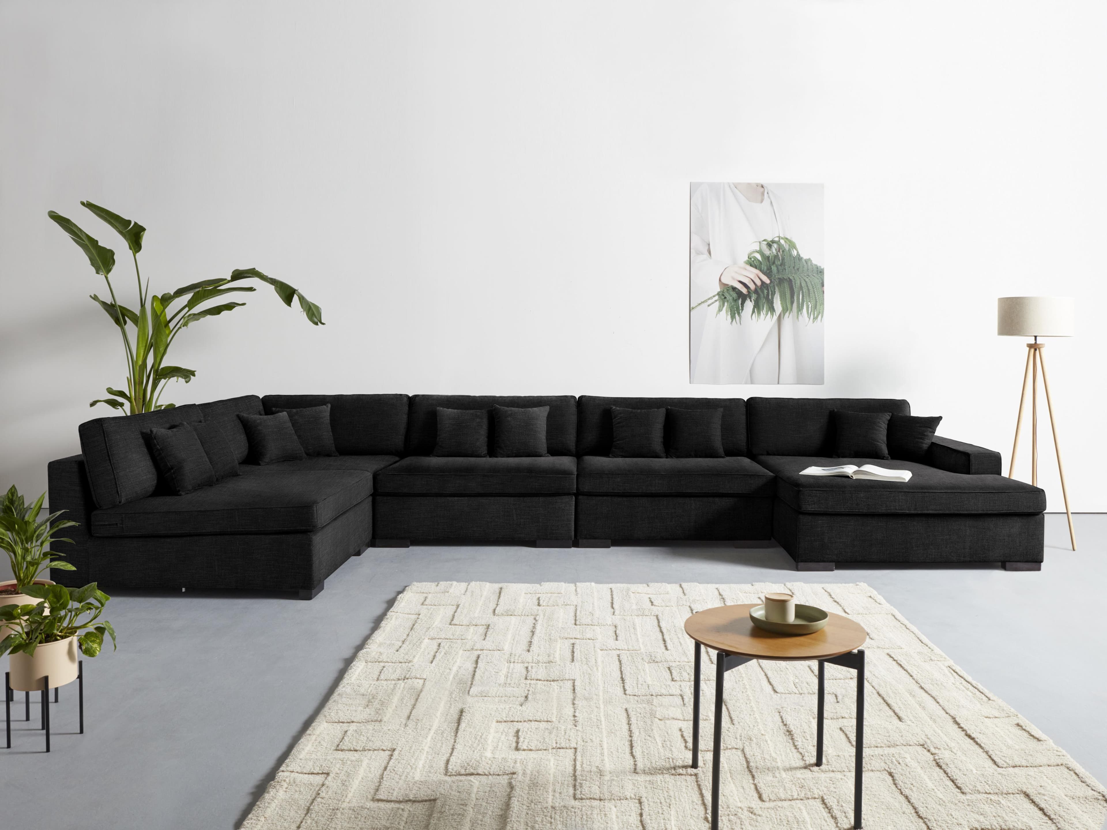 Home Affaire Wohnlandschaft Skara XXL U-Form Anthrazit Samtvelours