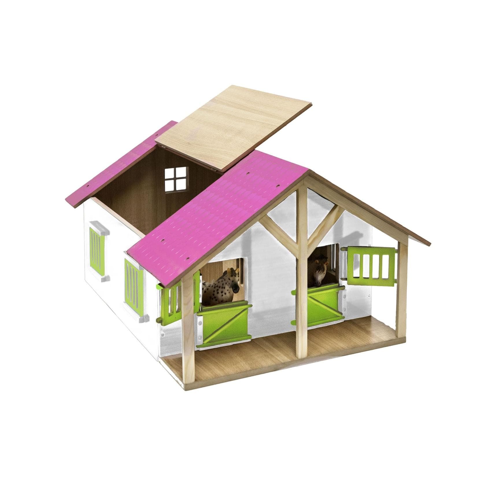 Kids Globe Farming Pferde Stall Holz 1:24 mit Werkstatt
