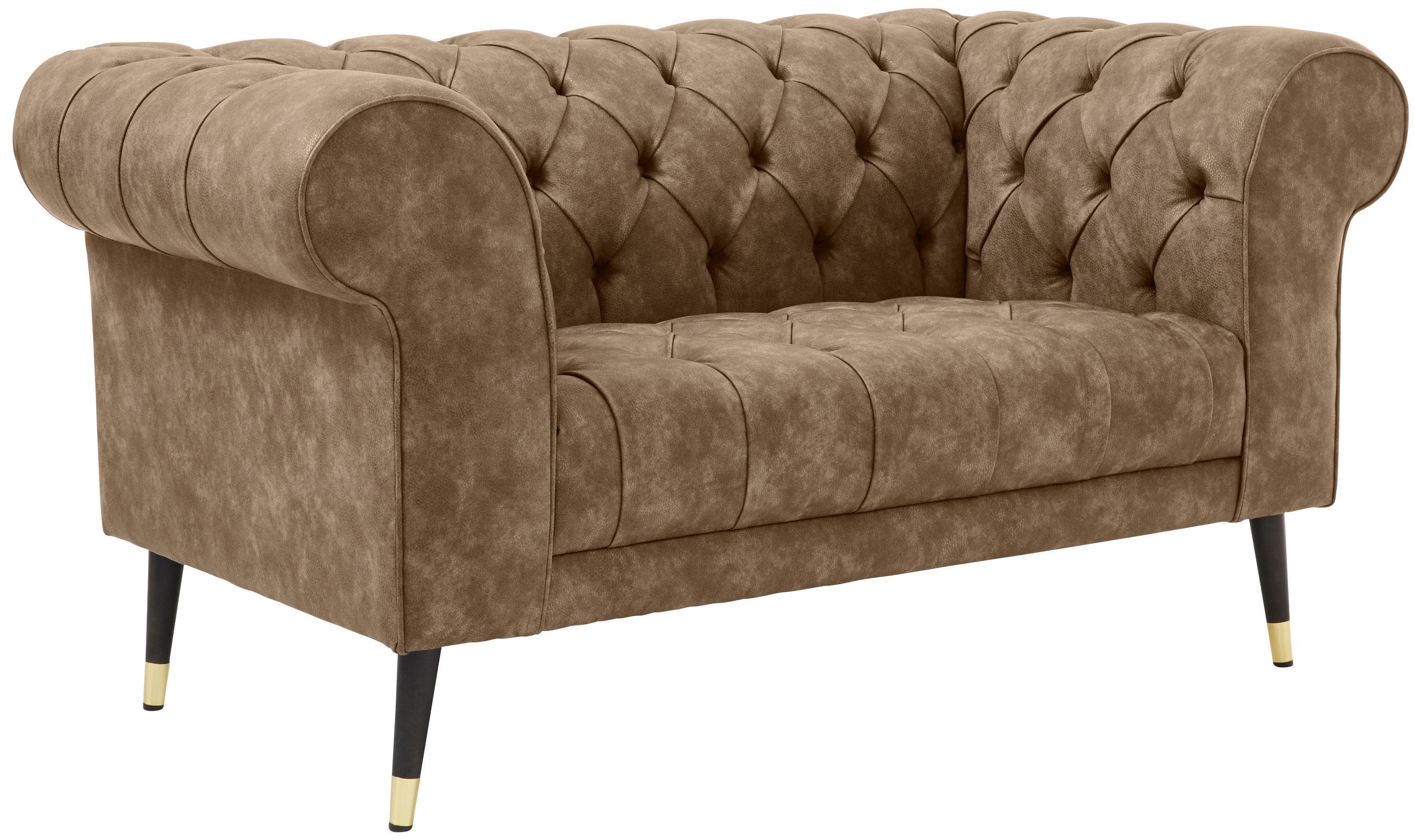 Chesterfield-Sofa Tinnum Braun Vintageoptik 2-Sitzer