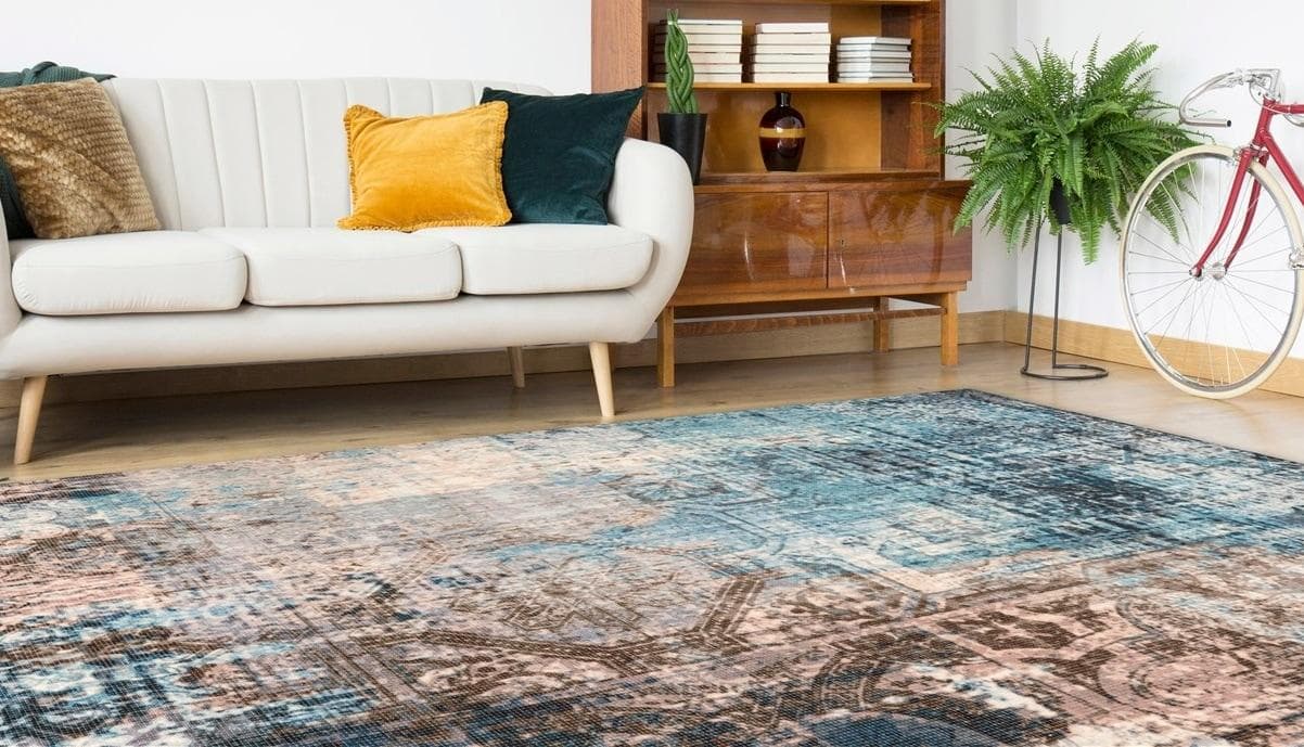 Arte Espina Teppich Indiana 300 Vintage-Design Blau Braun