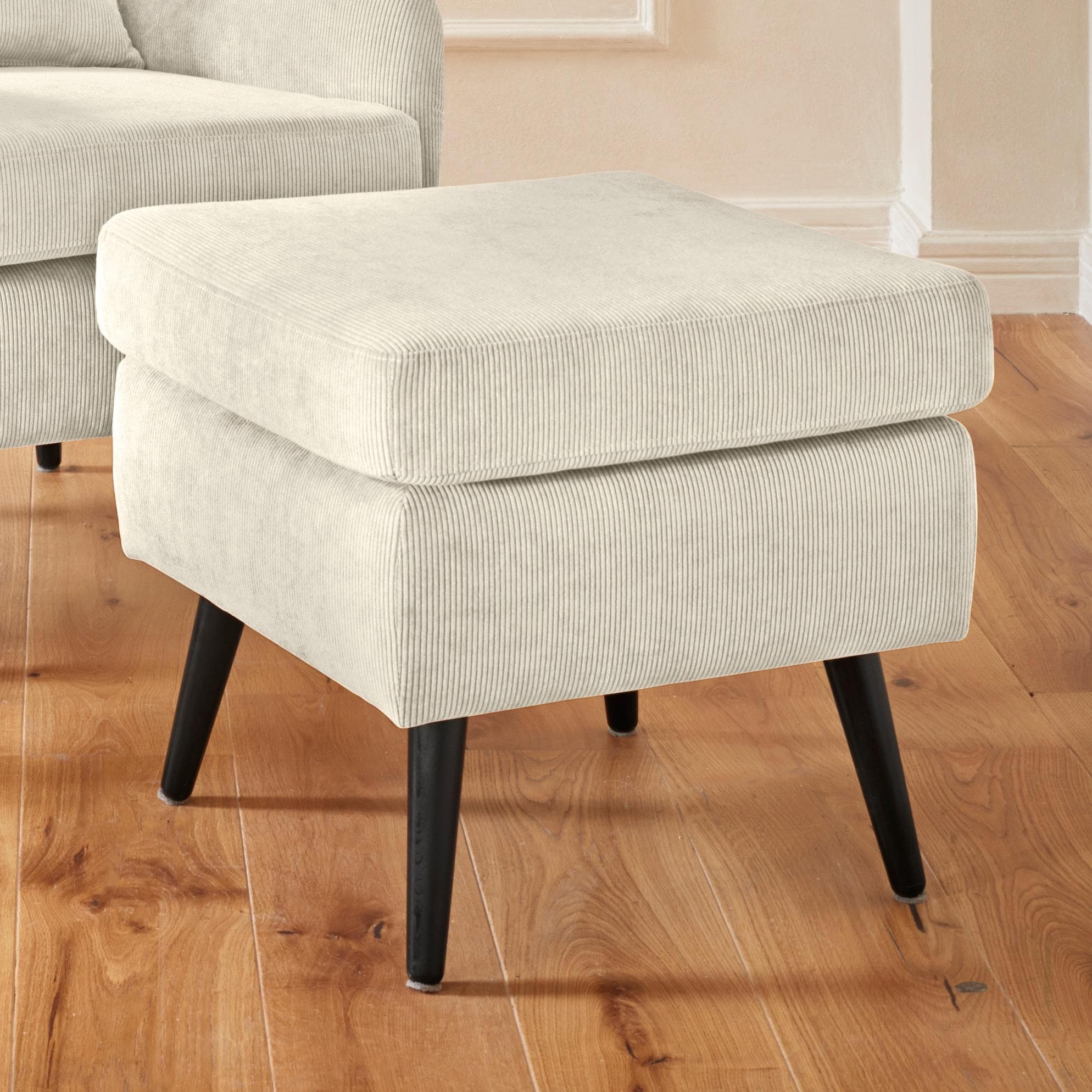 HOME AFFAIRE Polsterhocker Sallito Beige Samtcord