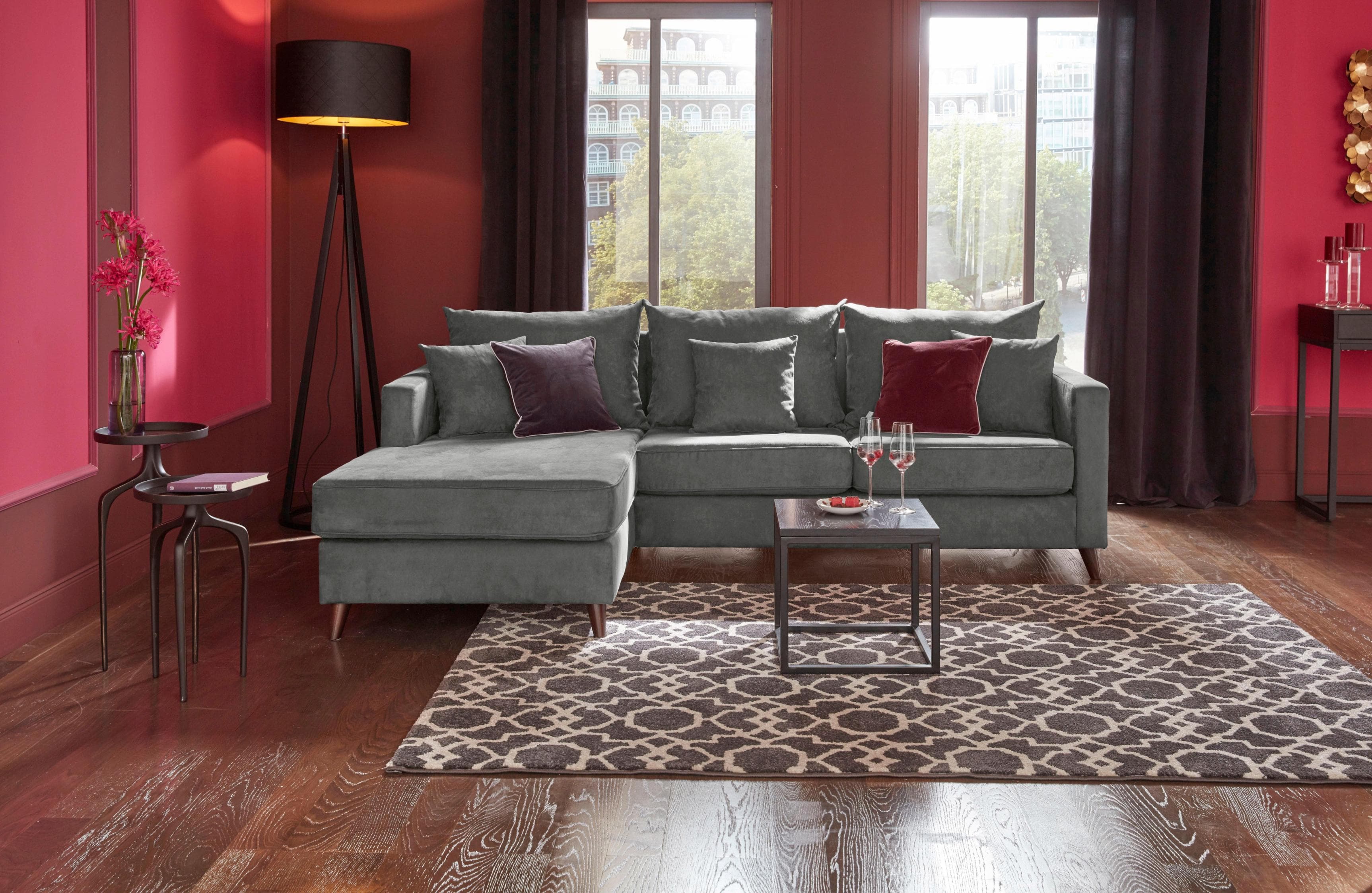 HOME AFFAIRE Ecksofa Renesse L-Form Grau Microfaser Recamiere