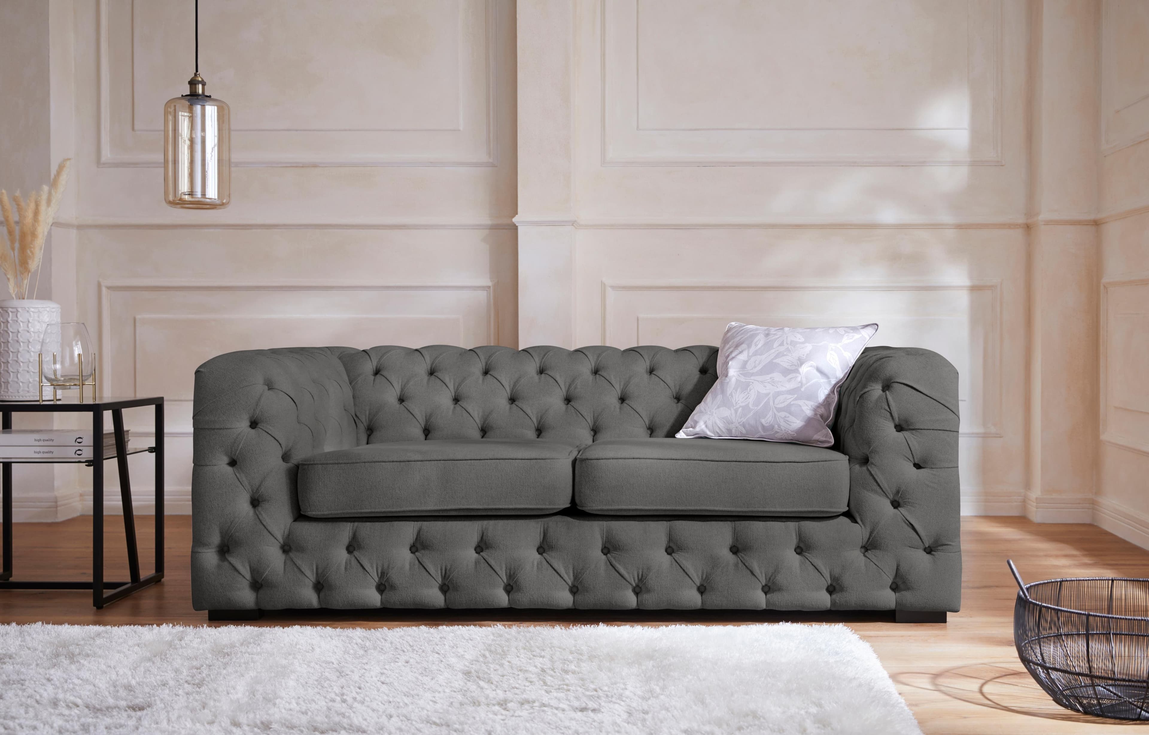 HOME AFFAIRE Chesterfield-Sofa Kalina Grau Anthrazit