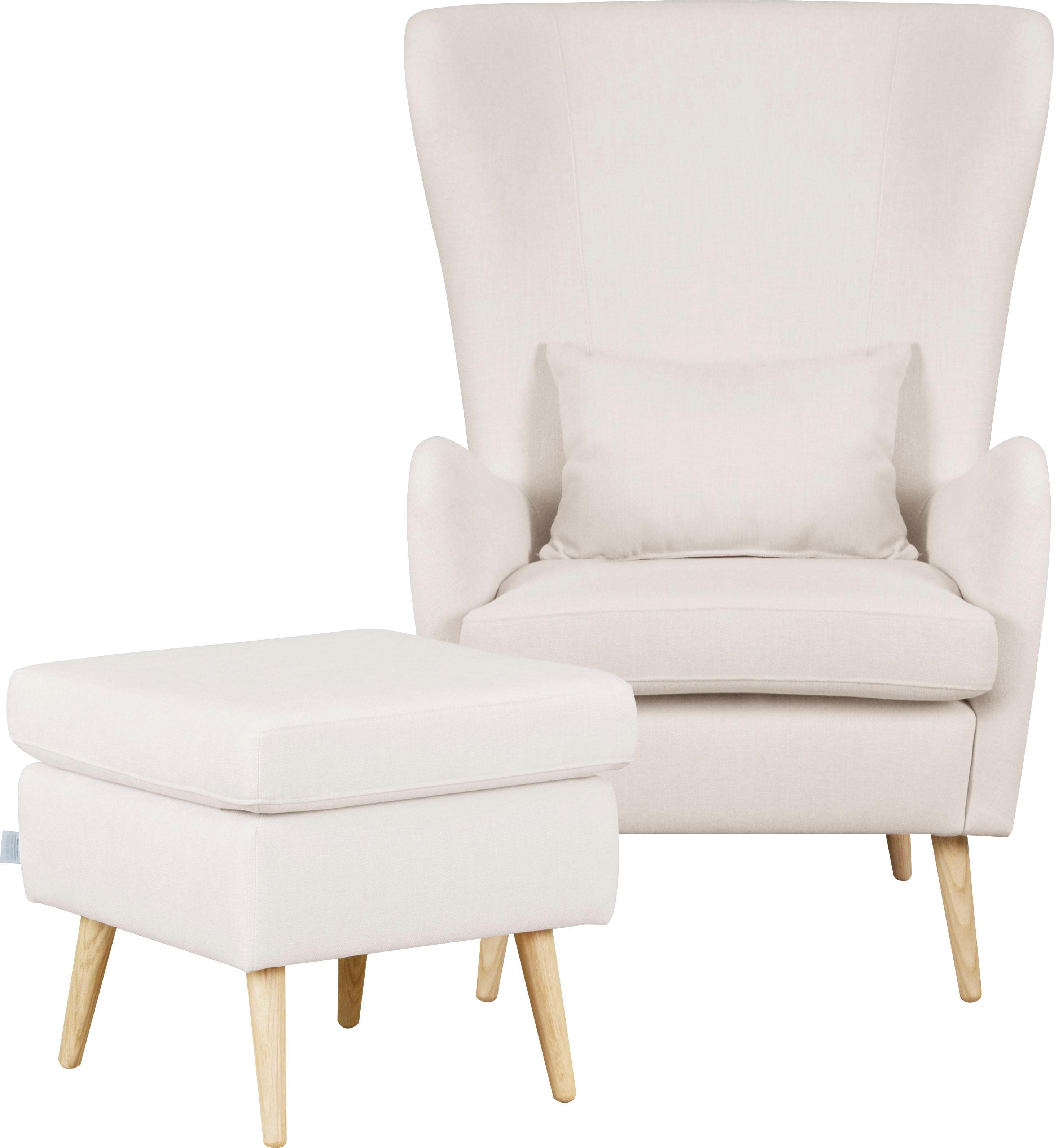 HOME AFFAIRE Sessel Sallito mit Hocker Beige Natur