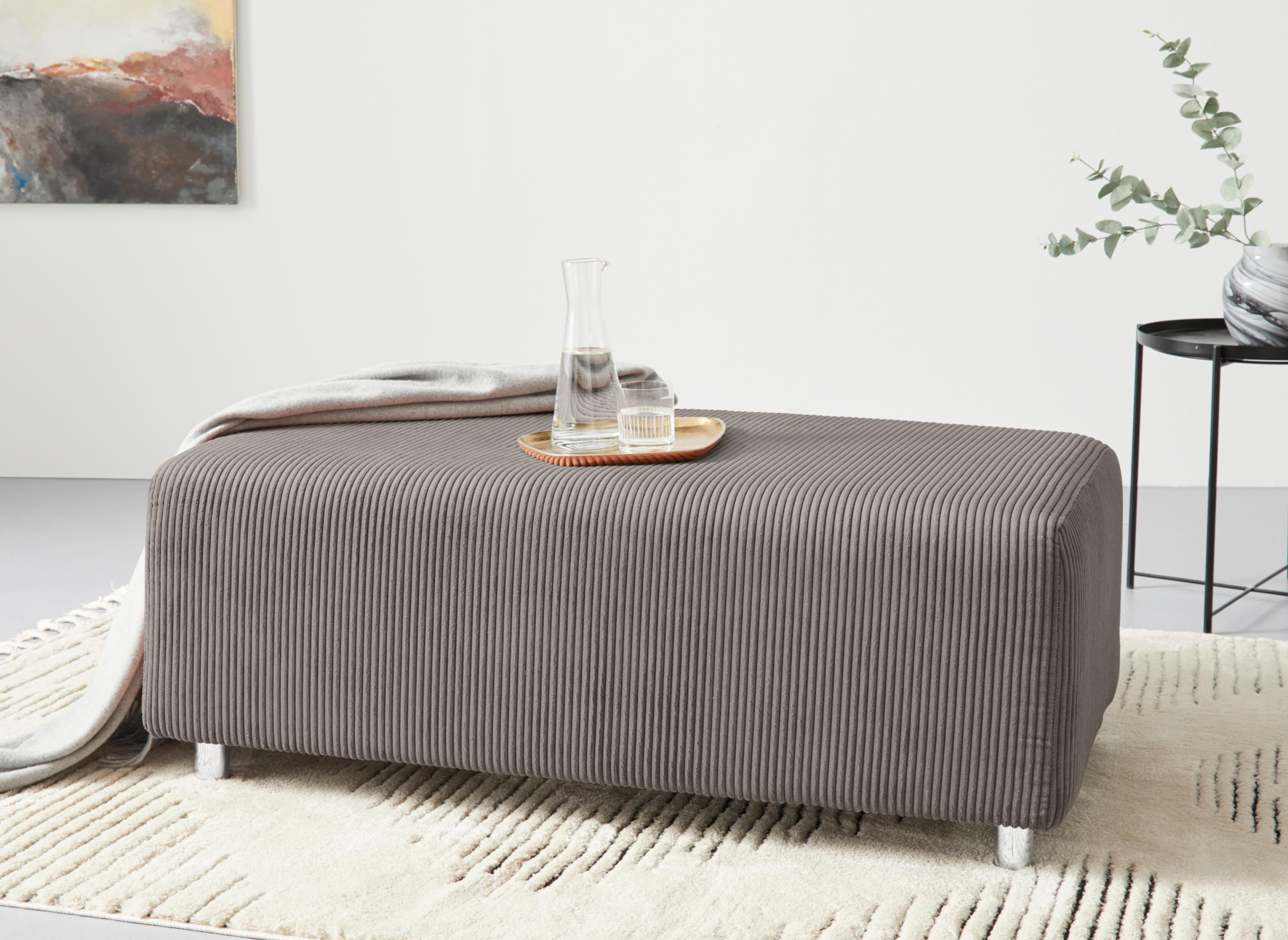 HOME AFFAIRE Polsterhocker Györ Grau Taupe Cord