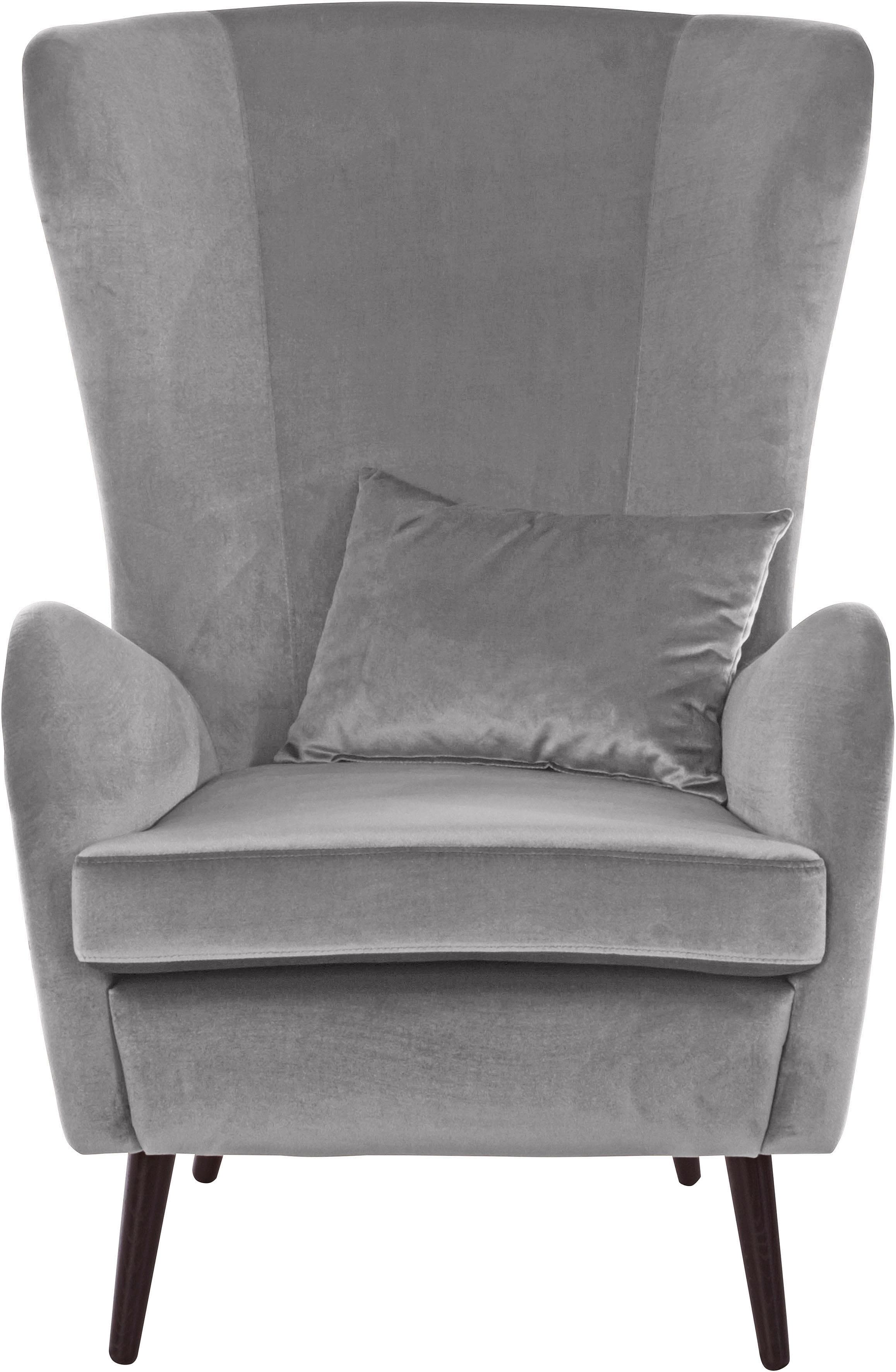 Home Affaire Sessel Sallito mit Hocker Grau Samtoptik