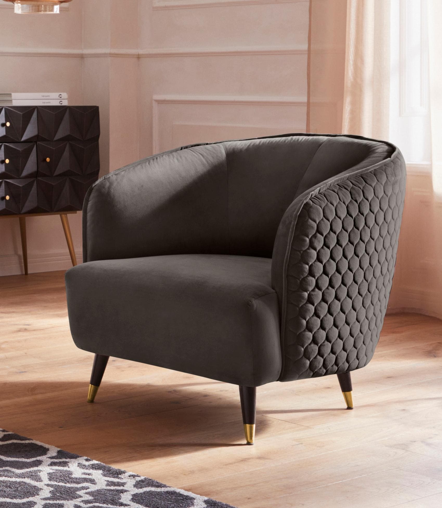 HOME AFFAIRE Oradea Cocktailsessel Braun Samtoptik