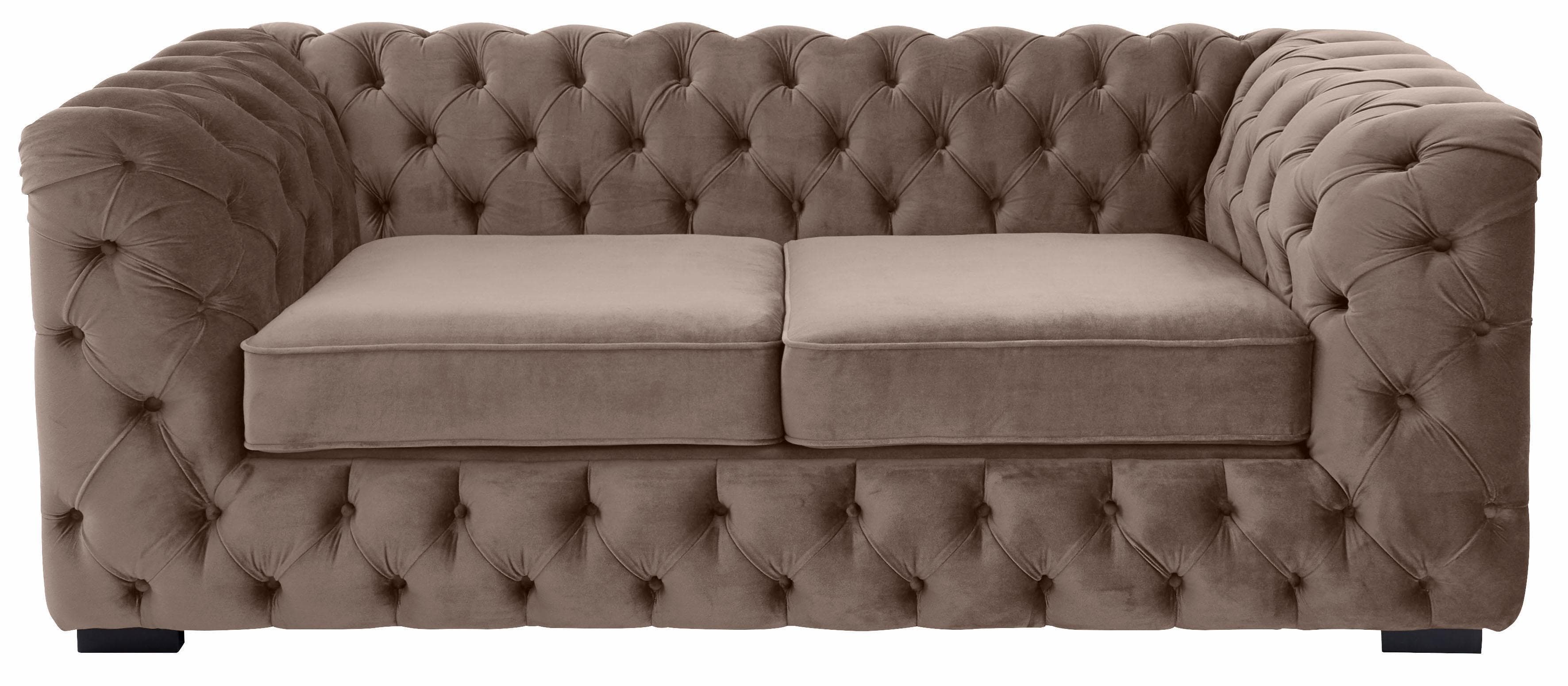 HOME AFFAIRE Chesterfield-Sofa Kalina Braun Samtvelours