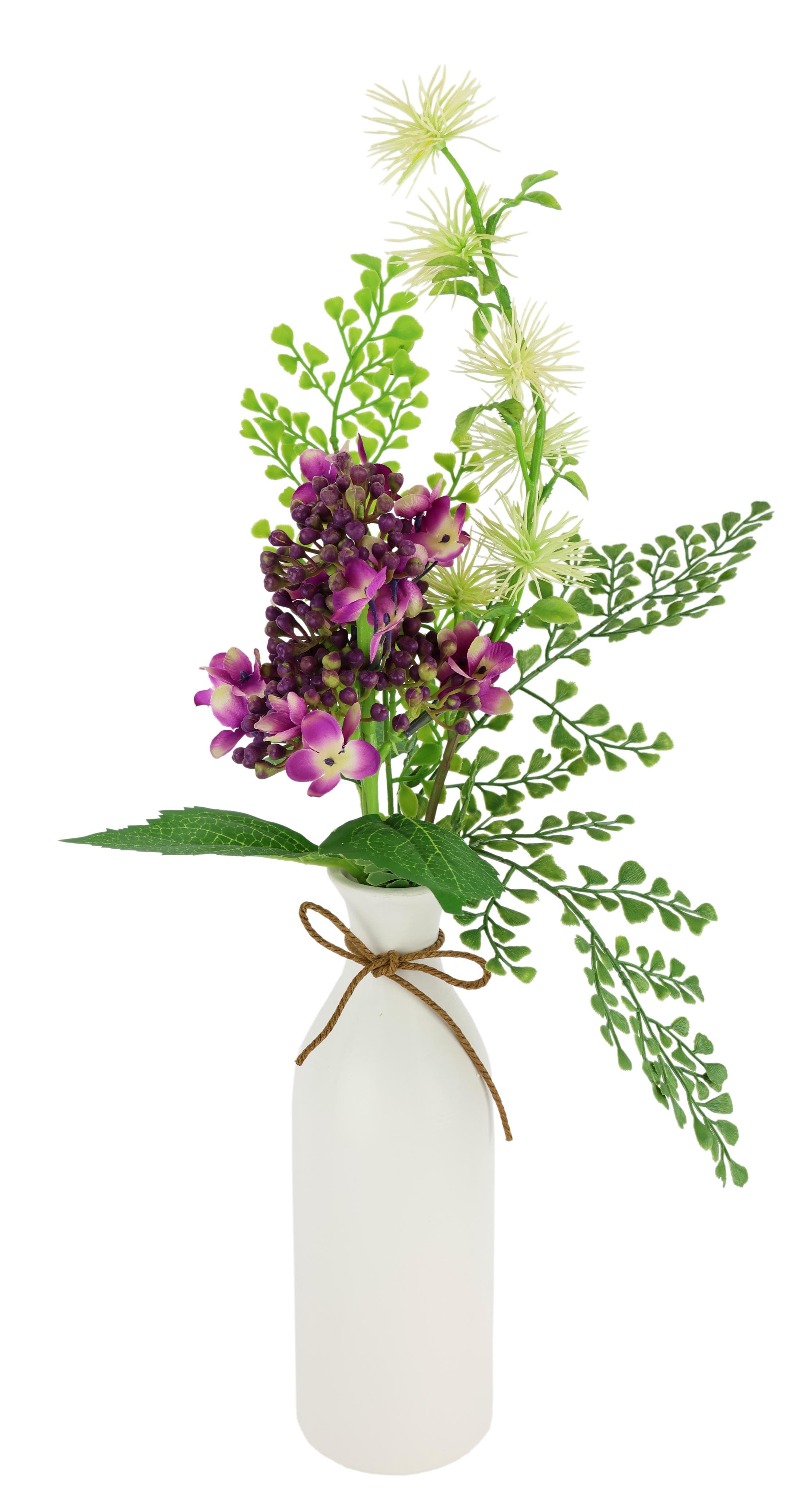 I.GE.A. Kunstblumen-Arrangement Hortensie in Vase Burgund Keramik
