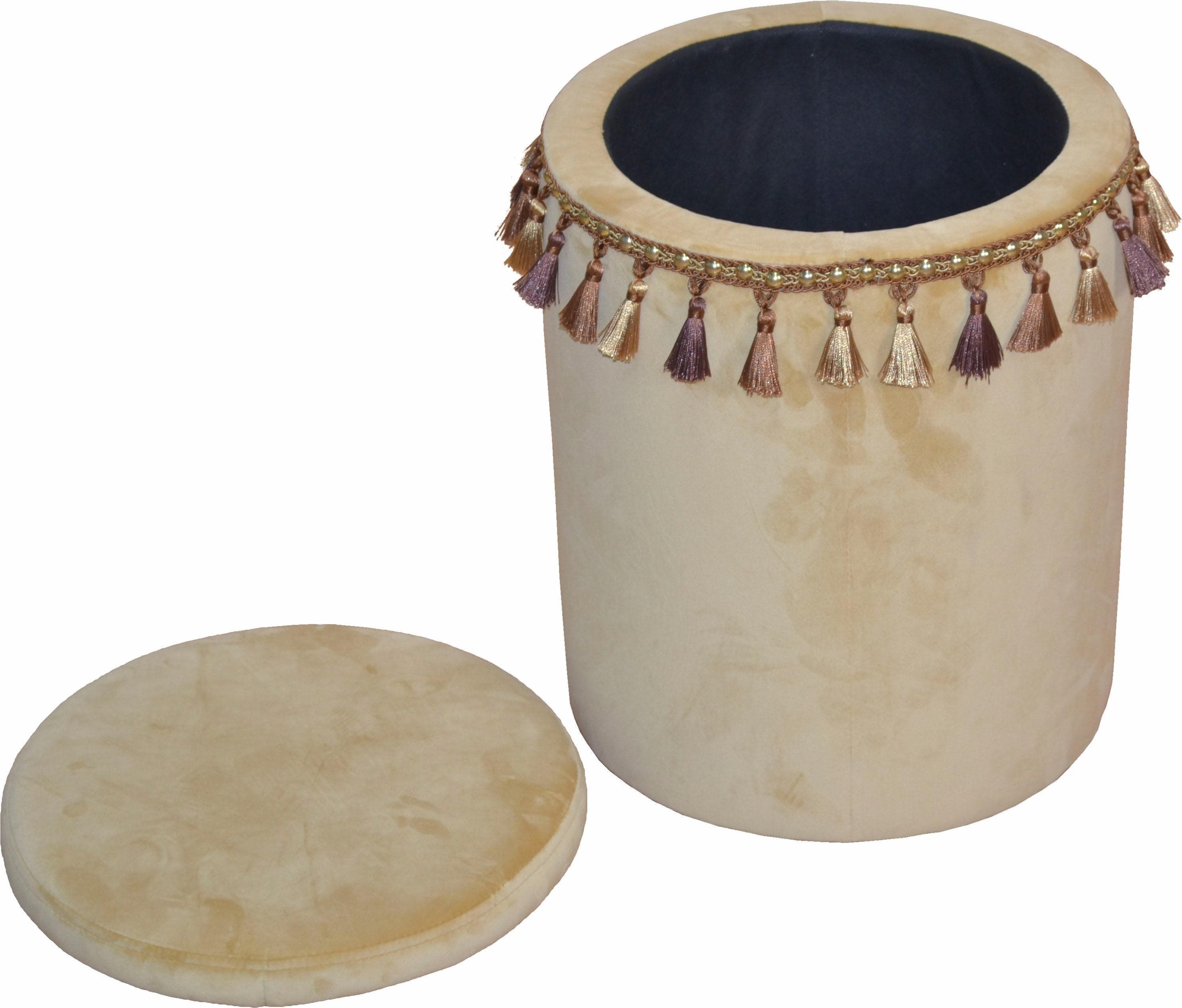 HOME AFFAIRE Stauraumhocker Beige Orientlook mit Quasten